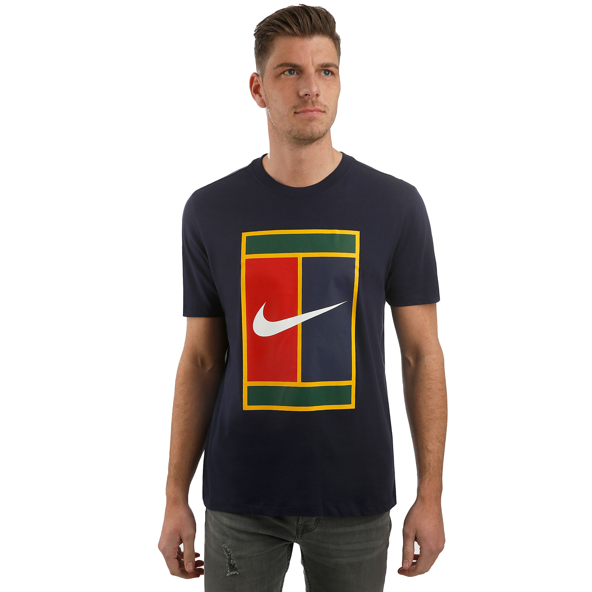 buy Nike Heritage Logo T-Shirt - Dark Blue, Yellow online | Tennis