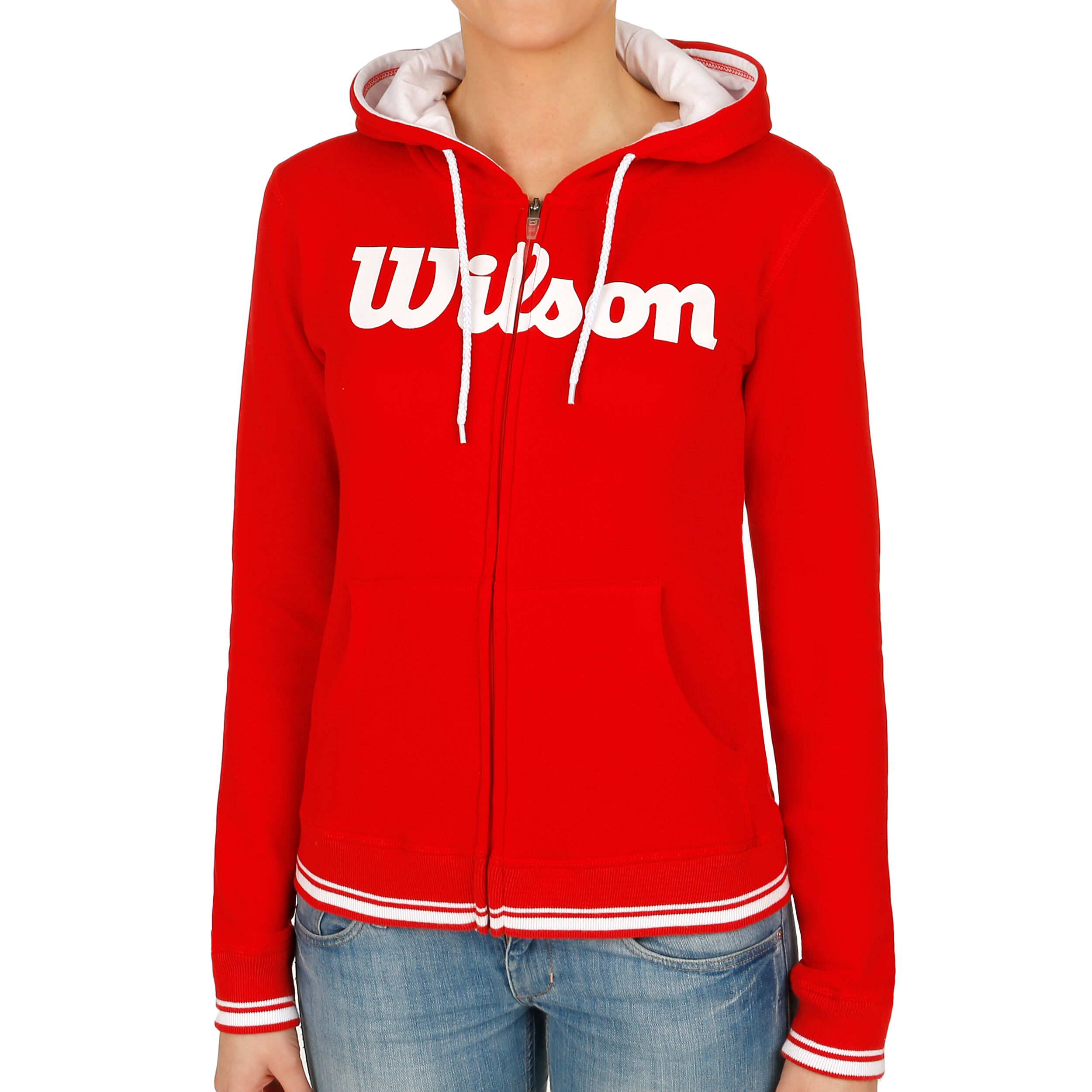 Wilson Womens Team Script Fullzip Hoody Sweat Jacket Red NEW 