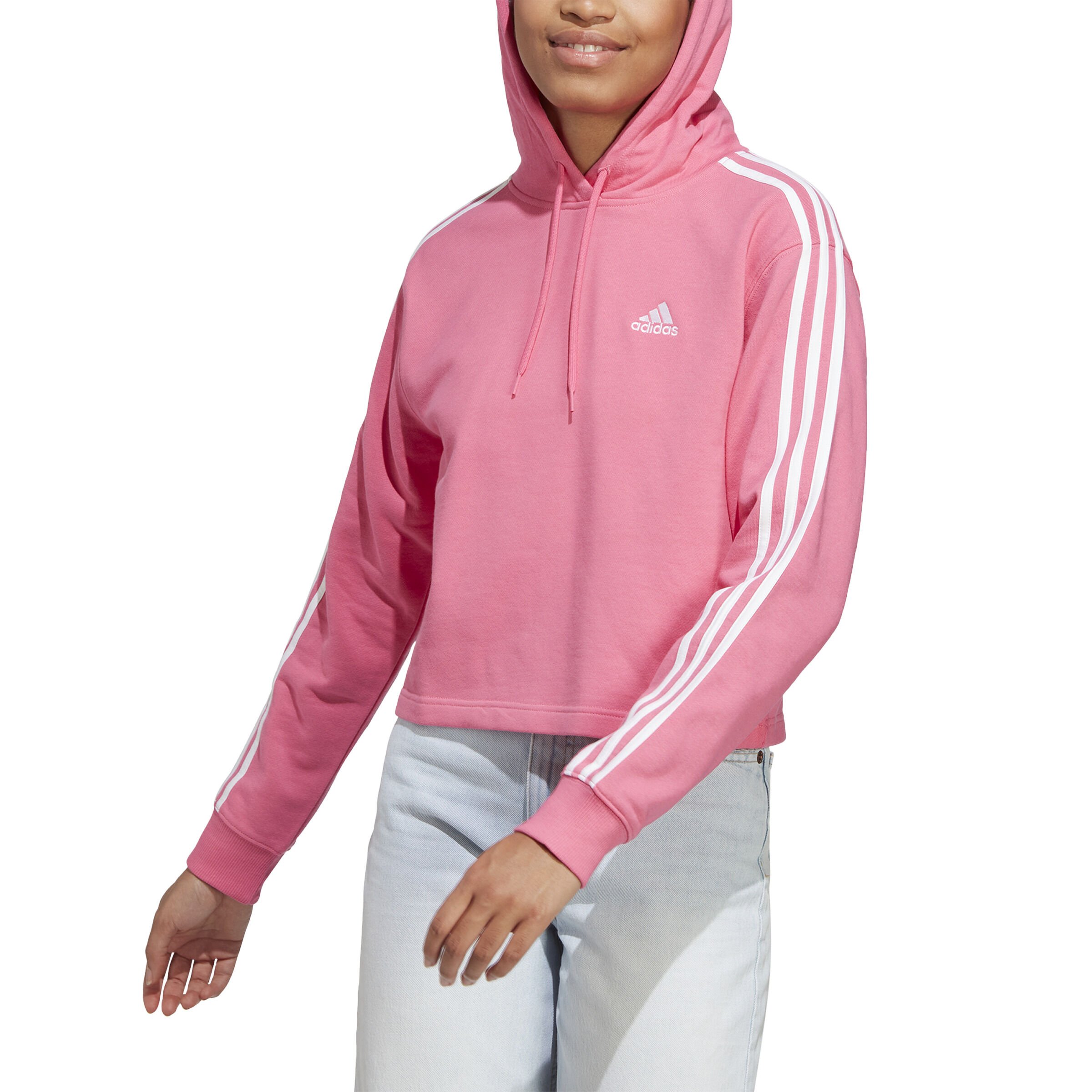 Pink adidas crop outlet hoodie
