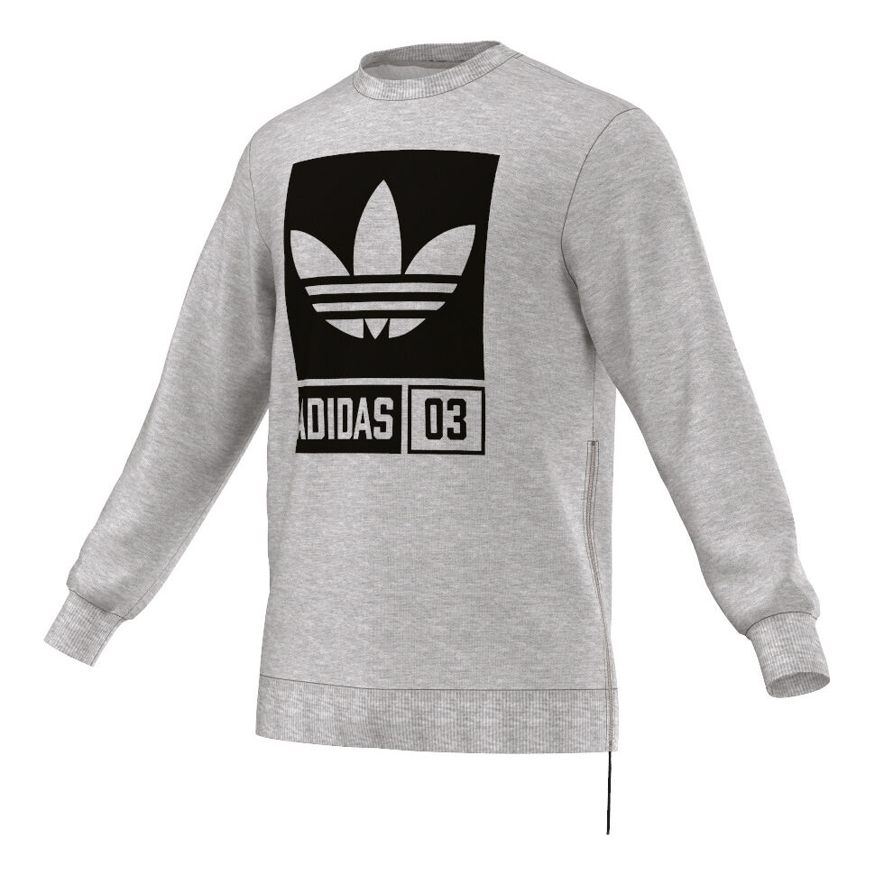 Street Graphic Crew Long Sleeve Men Lightgrey Black