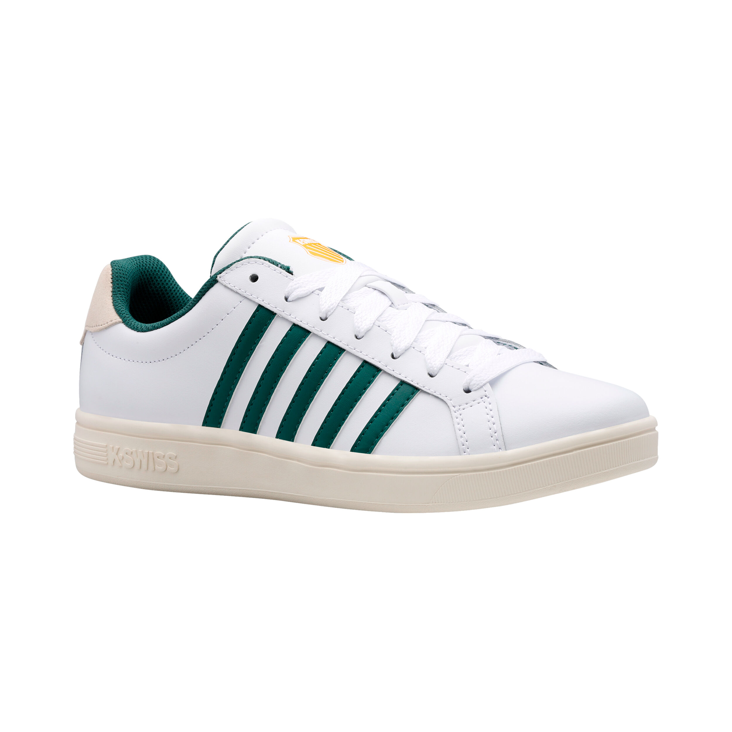 Green and white k swiss top
