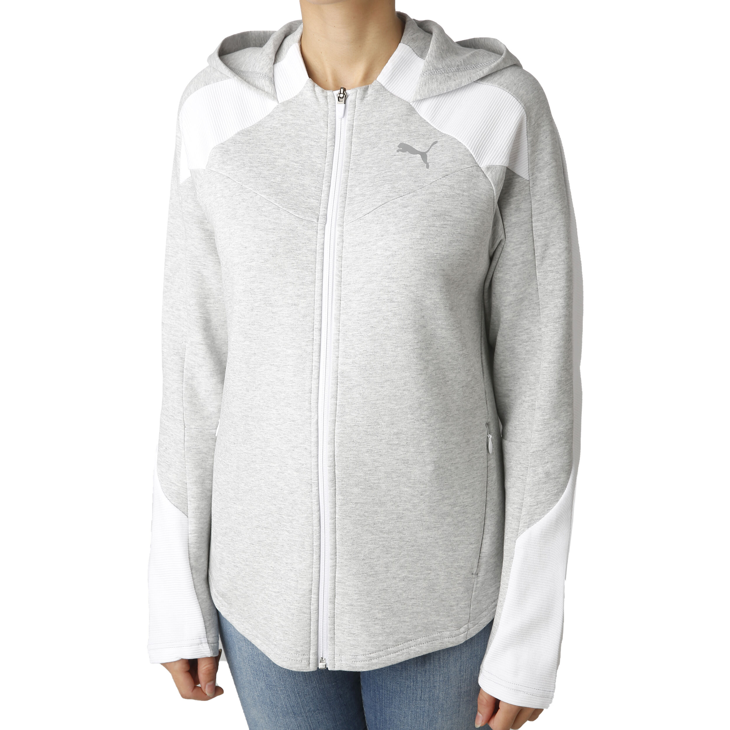 Evostripe Zip Hoodie Women Lightgrey White