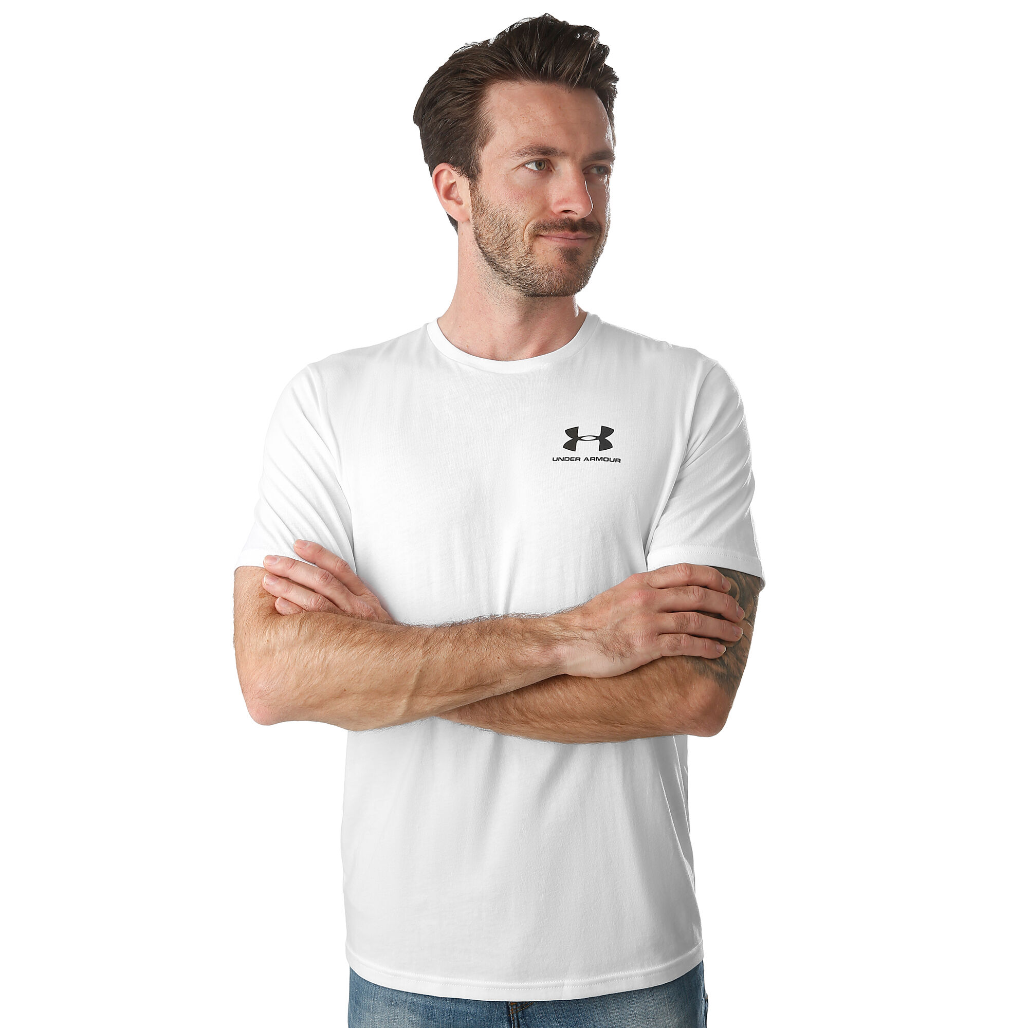 Buy Under Armour COM Chest Men Point Tennis Sportstyle Left T-Shirt online White, Black 
