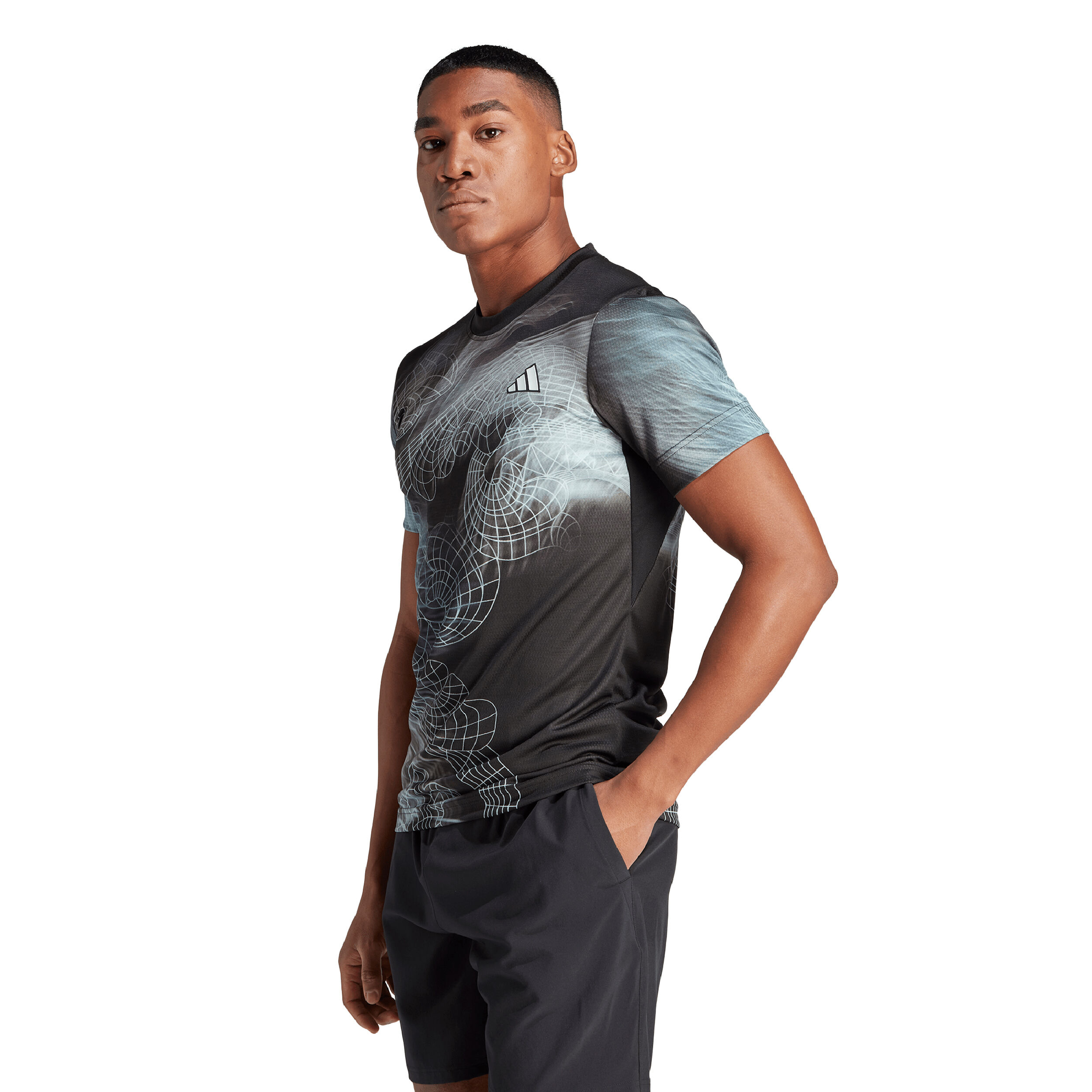 Buy adidas Printed Pro T Shirt Men Black Multicoloured online