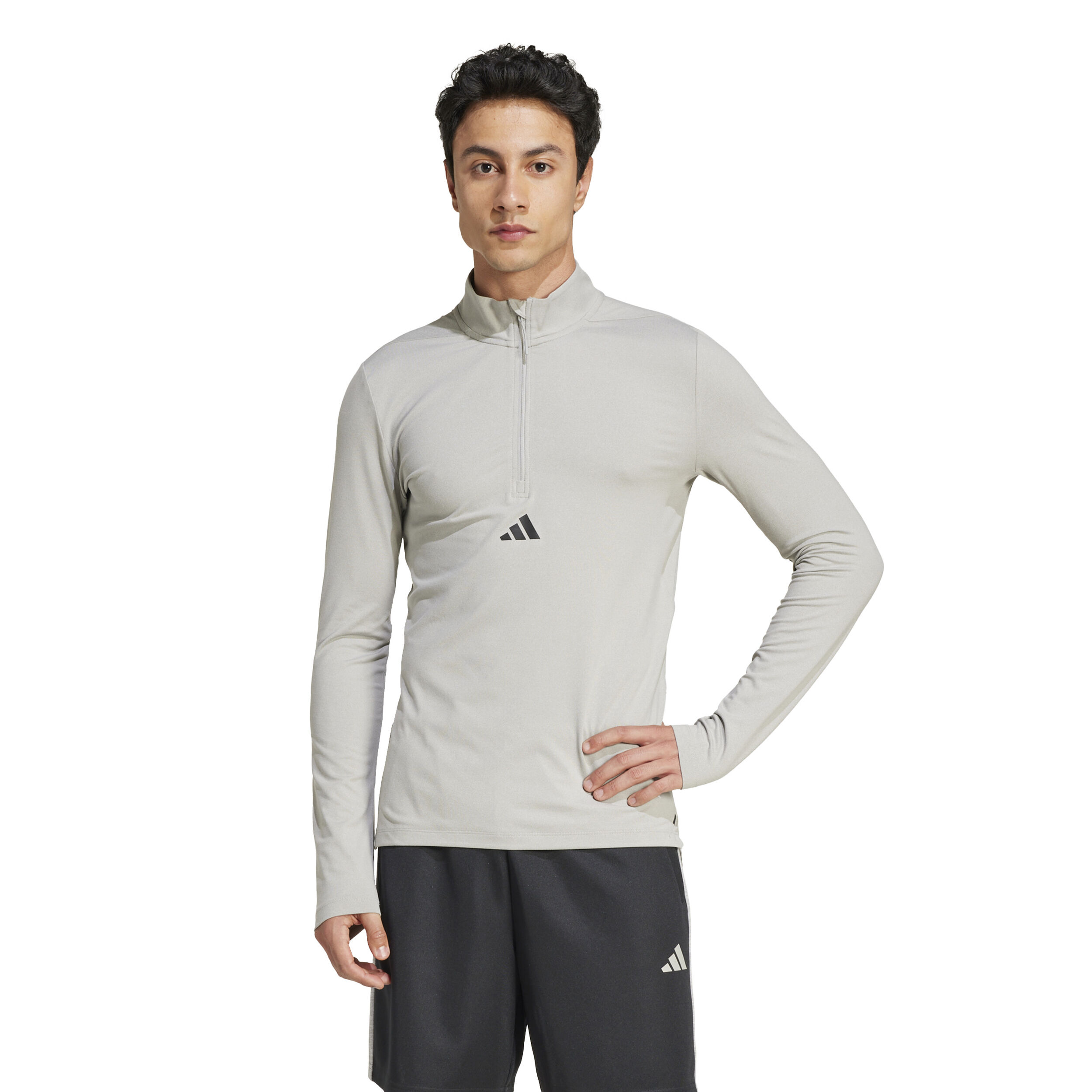 adidas Workout Half-Zip Long Sleeve Men Grey | Tennis-Point