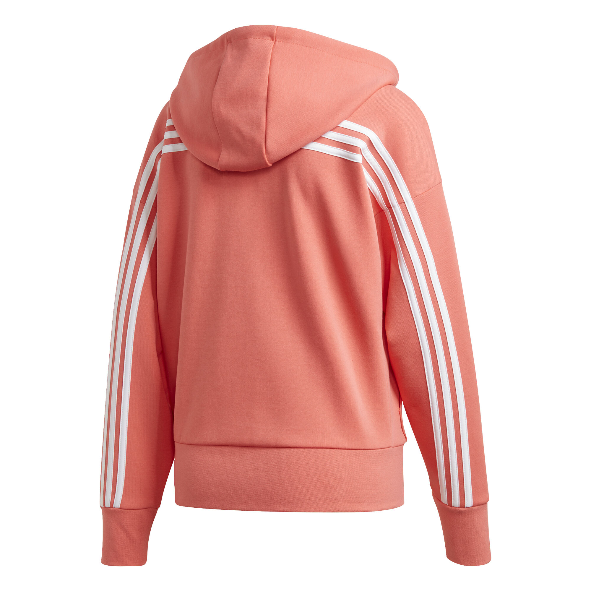 3 Stripes Full Zip Hoodie Women Coral White