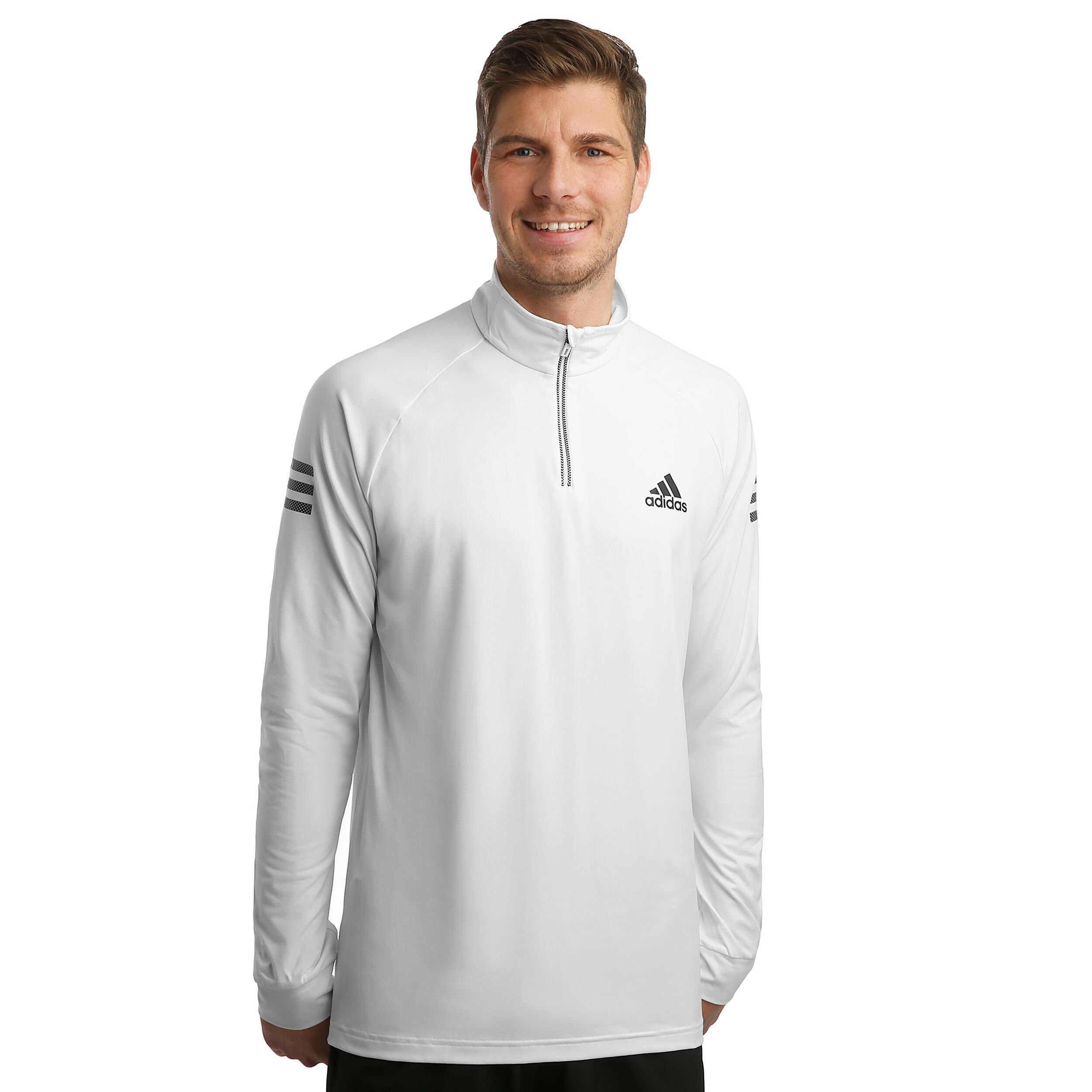 Club 1 4 Zip Midlayer Long Sleeve Men White Black