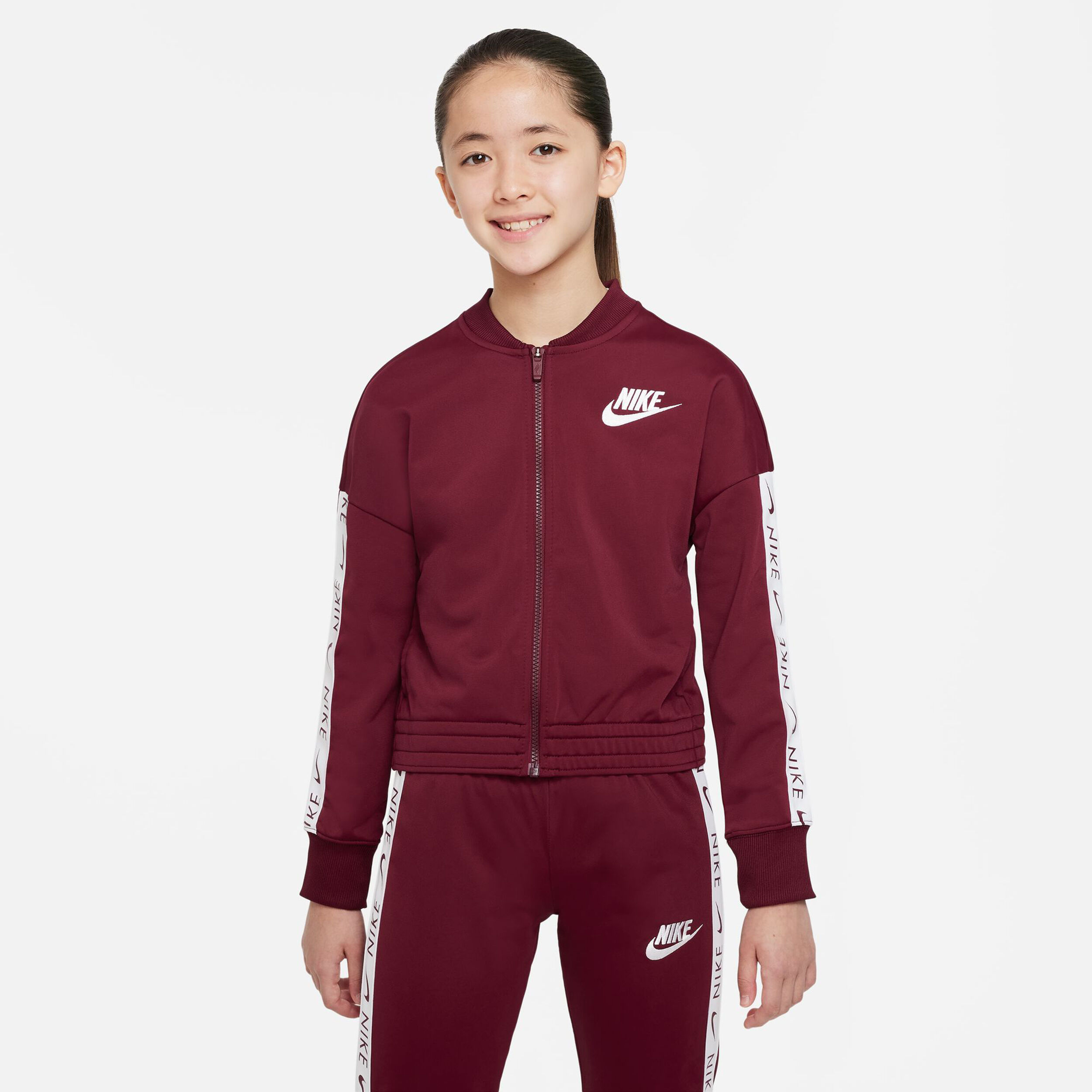 Sportswear Tracksuit Girls Dark Red White
