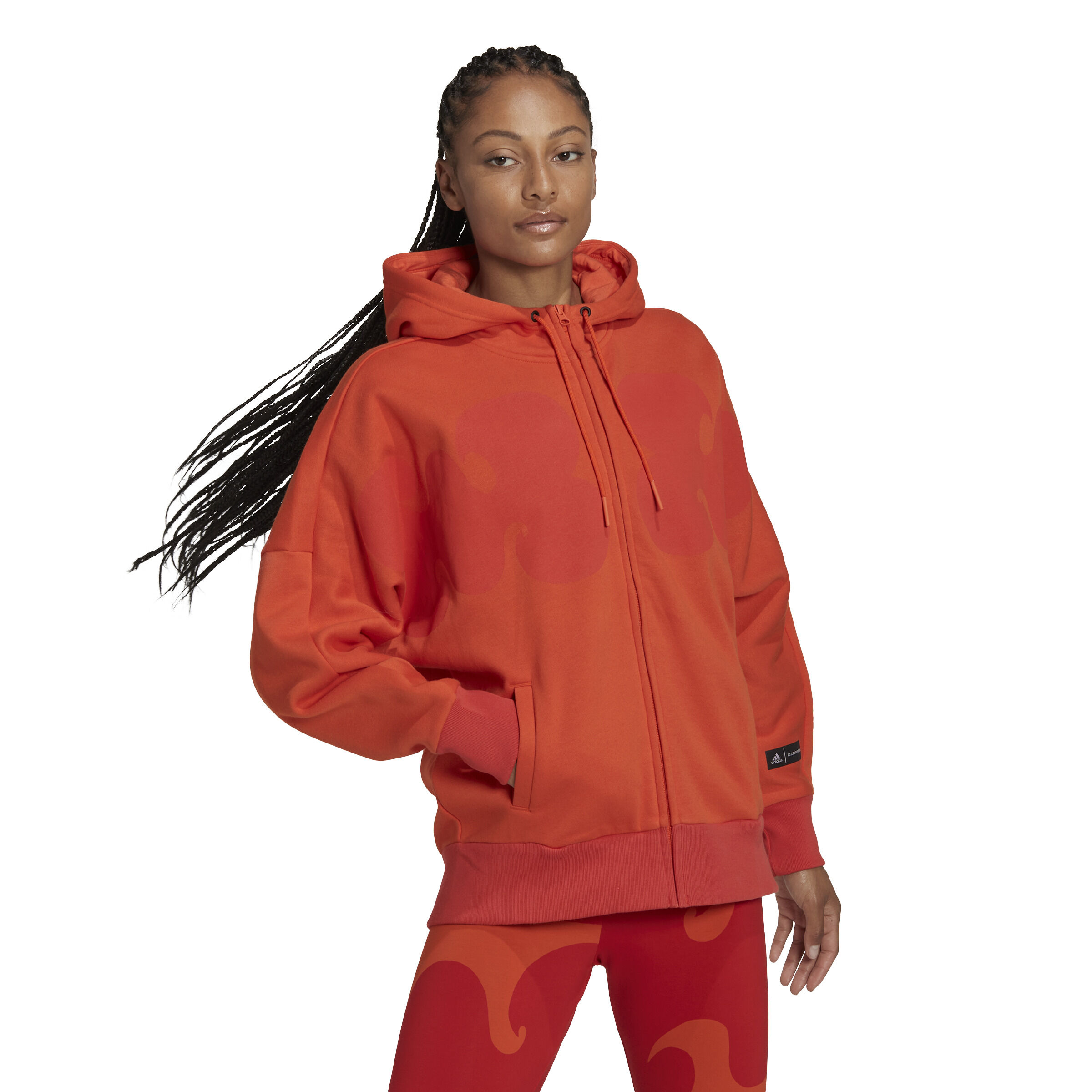 Orange adidas hoodie womens discount