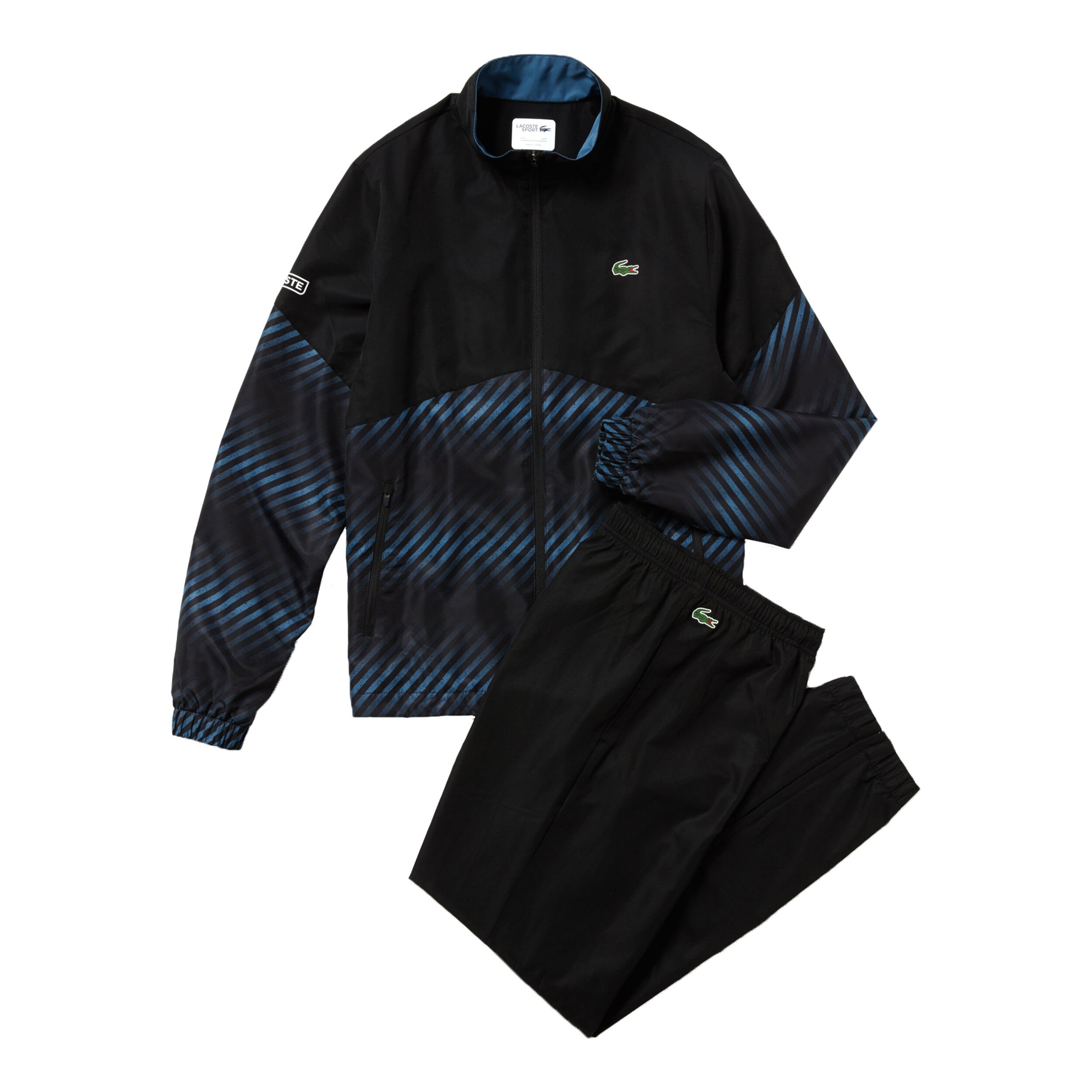 Black and blue top lacoste tracksuit