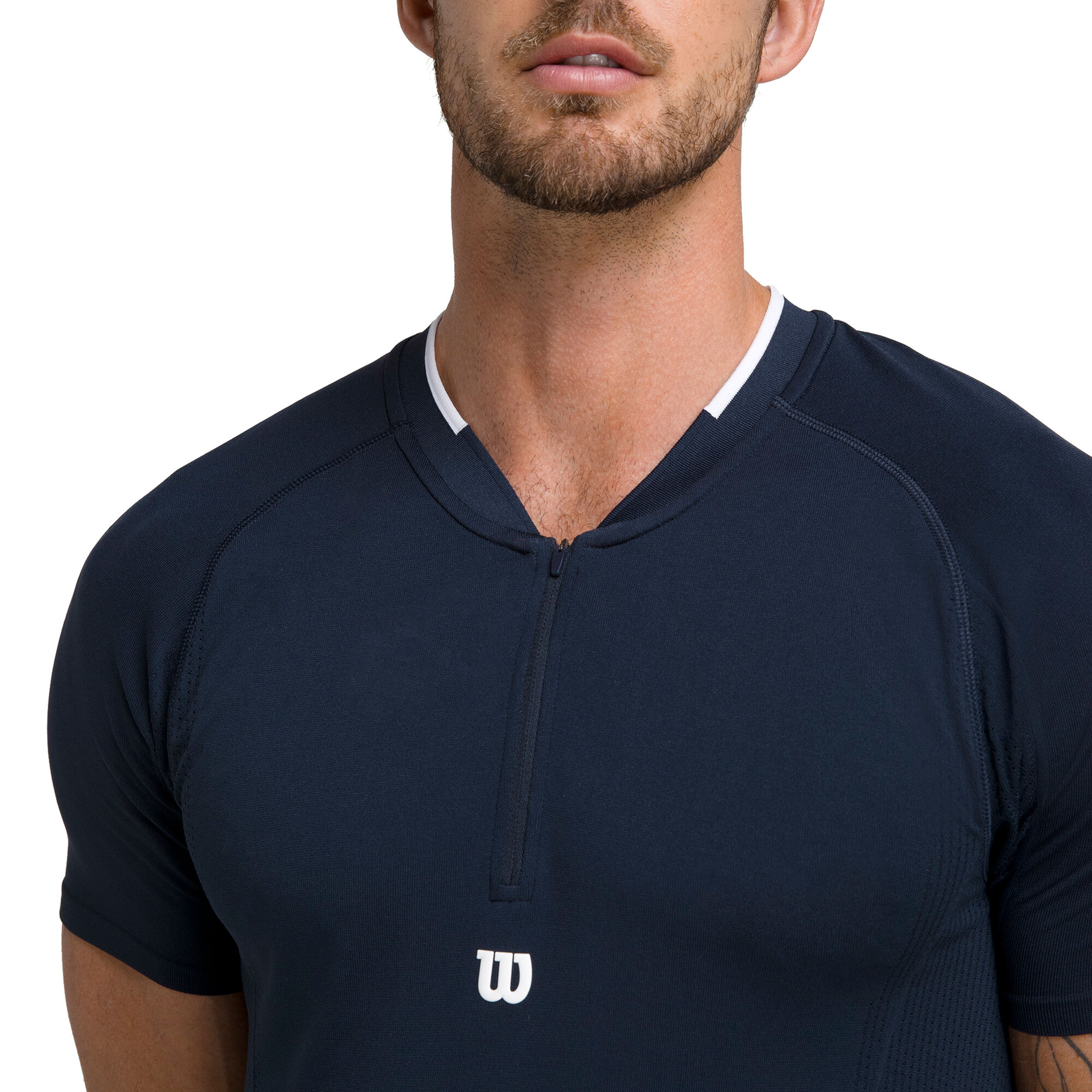 Buy Wilson Point Players Men Henley 2.0 Tennis COM Seamless | Zip online T-Shirt Blue