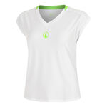 Quiet Please Tennis apparel Quiet Please Wild Volley T-Shirt Women-White,Neon Green