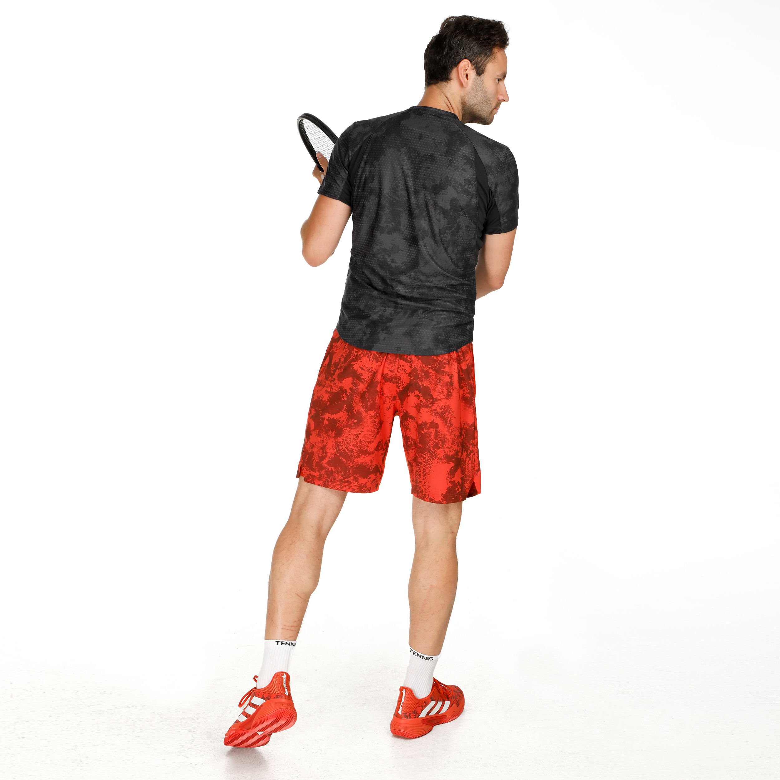 Red adidas shorts mens discount