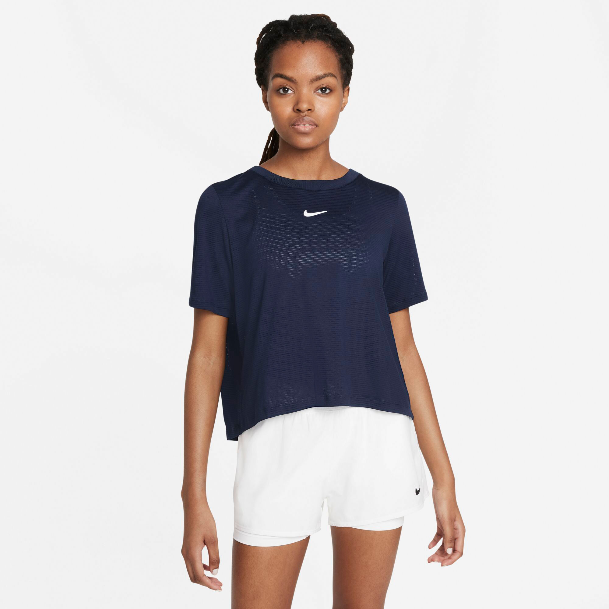 Navy blue nike shirt women's store