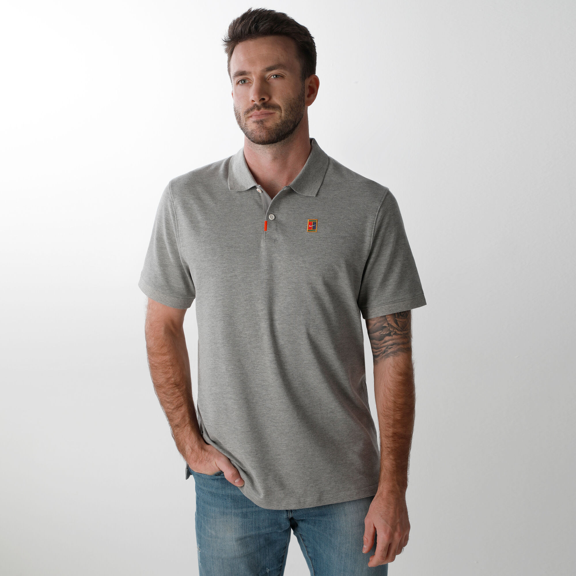 buy Nike Heritage Slim Polo Men - Grey, Multicoloured online | Tennis-Point