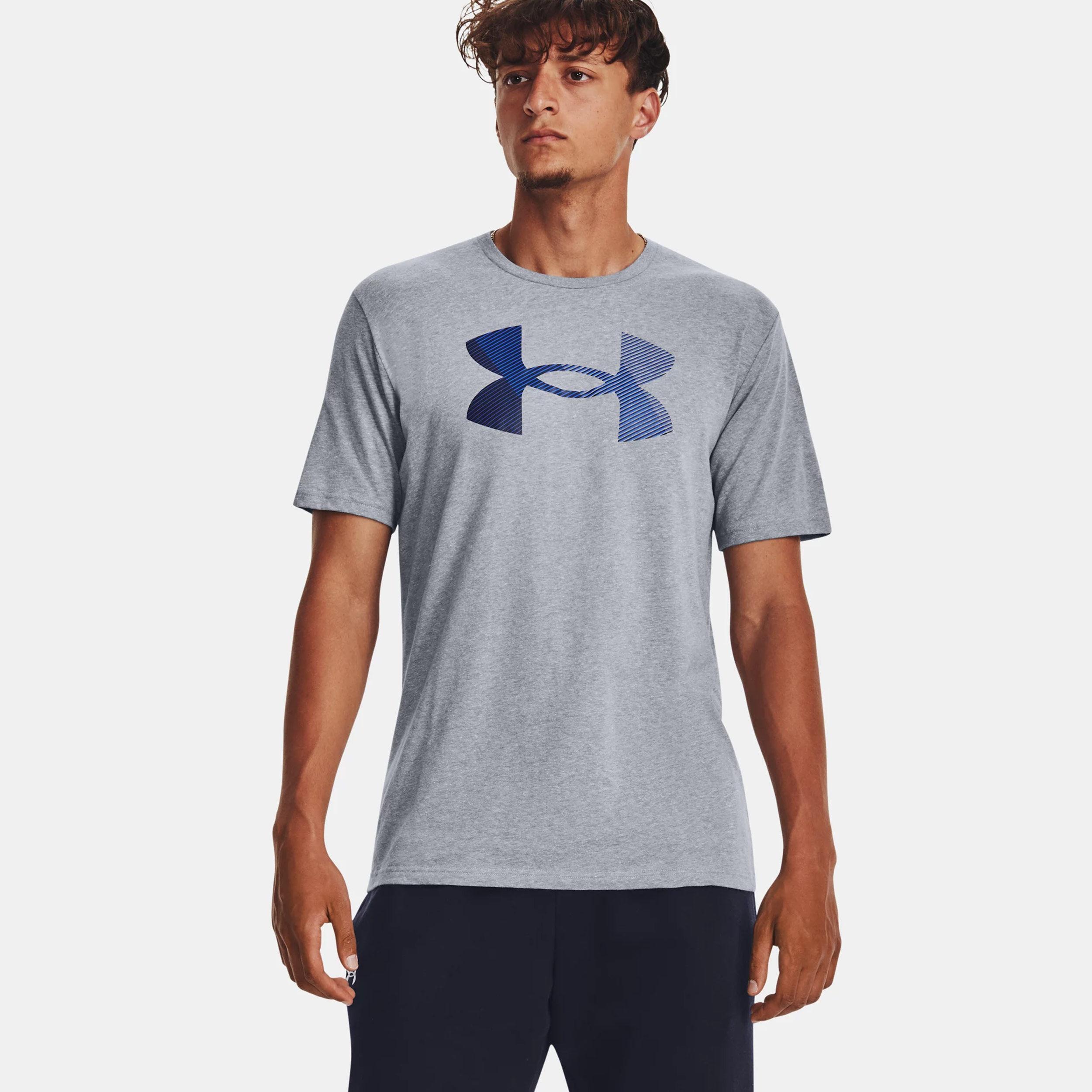 Big Logo Fill T Shirt Men Grey Blue
