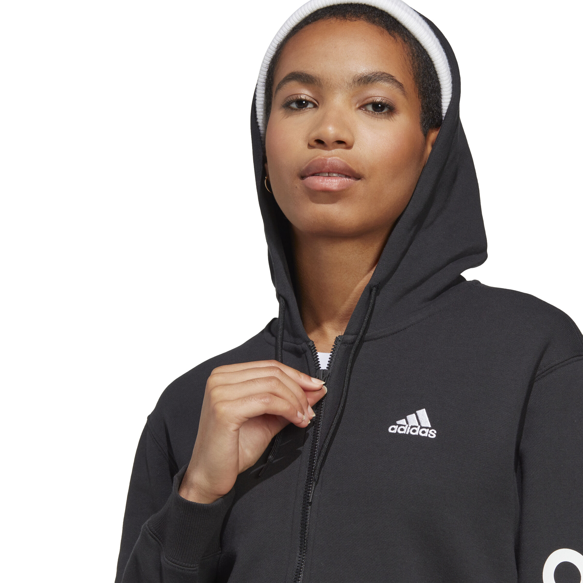 Womens black adidas zip hoodie sales
