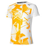 Mizuno Tennis apparel Mizuno Daybreakers Shadow Graphic T-Shirt Men-White,Lemon