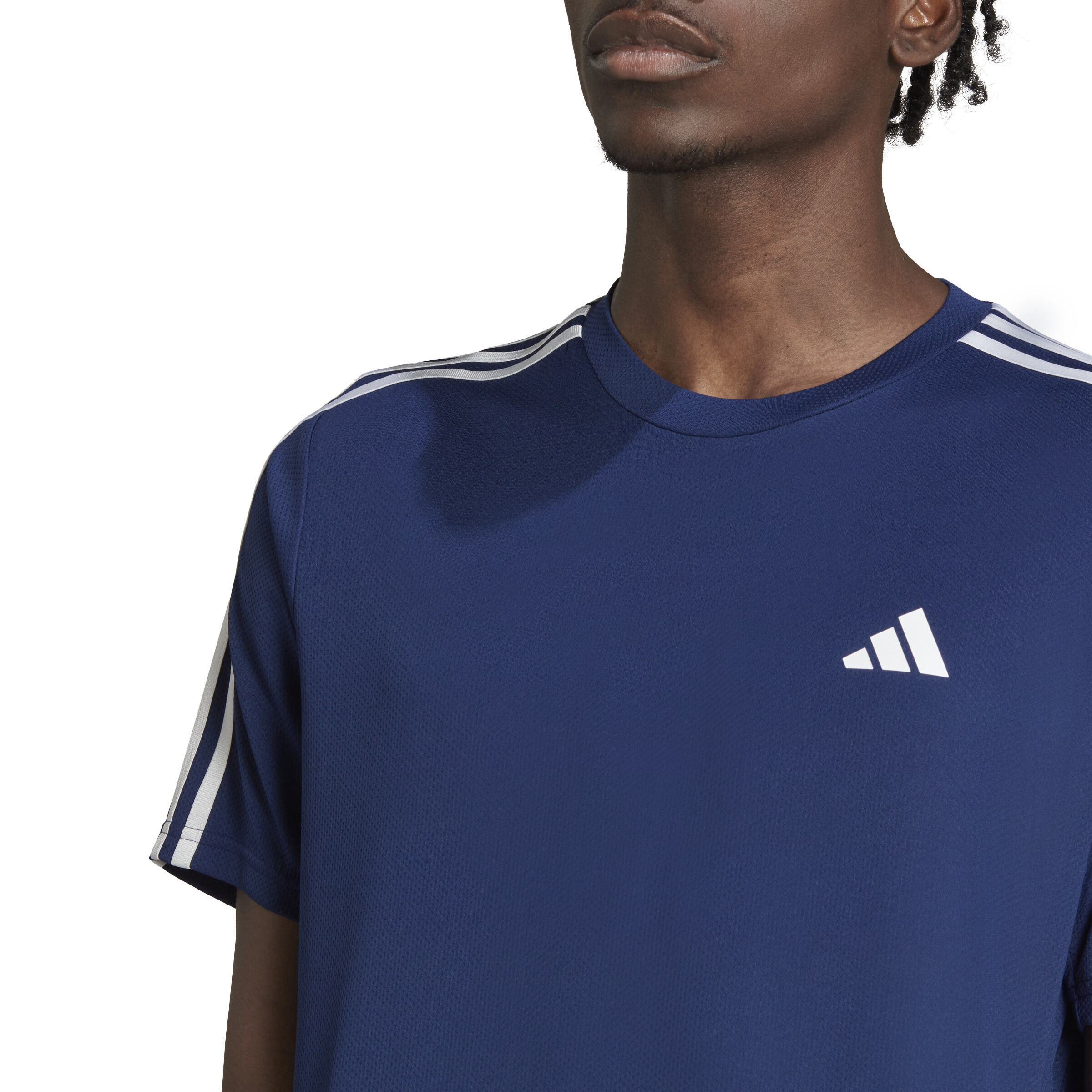 Training Essential Base 3 Stripes T Shirt Men Dark Blue White