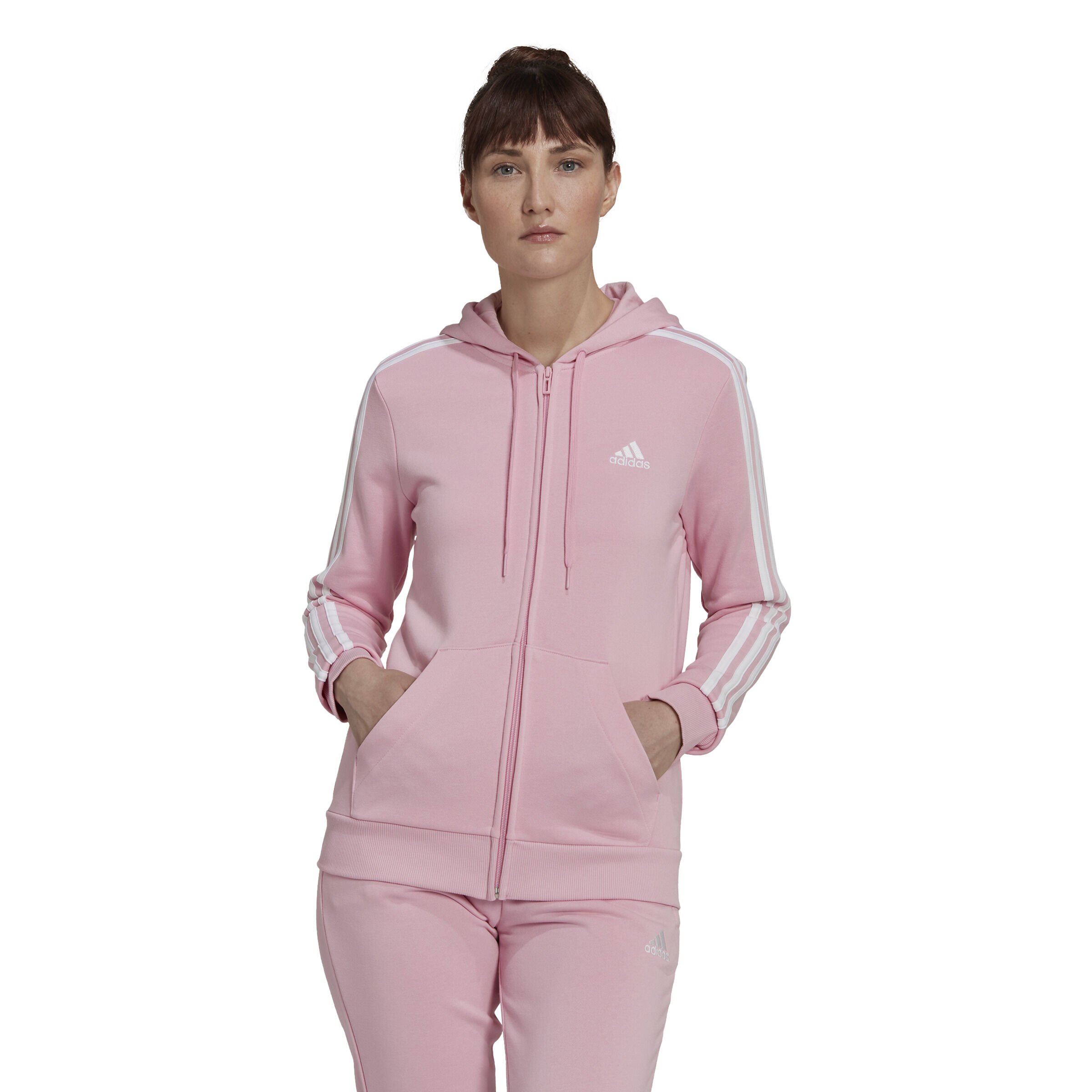 Buy adidas 3 Stripes French Terry Zip Hoodie Women Pink White