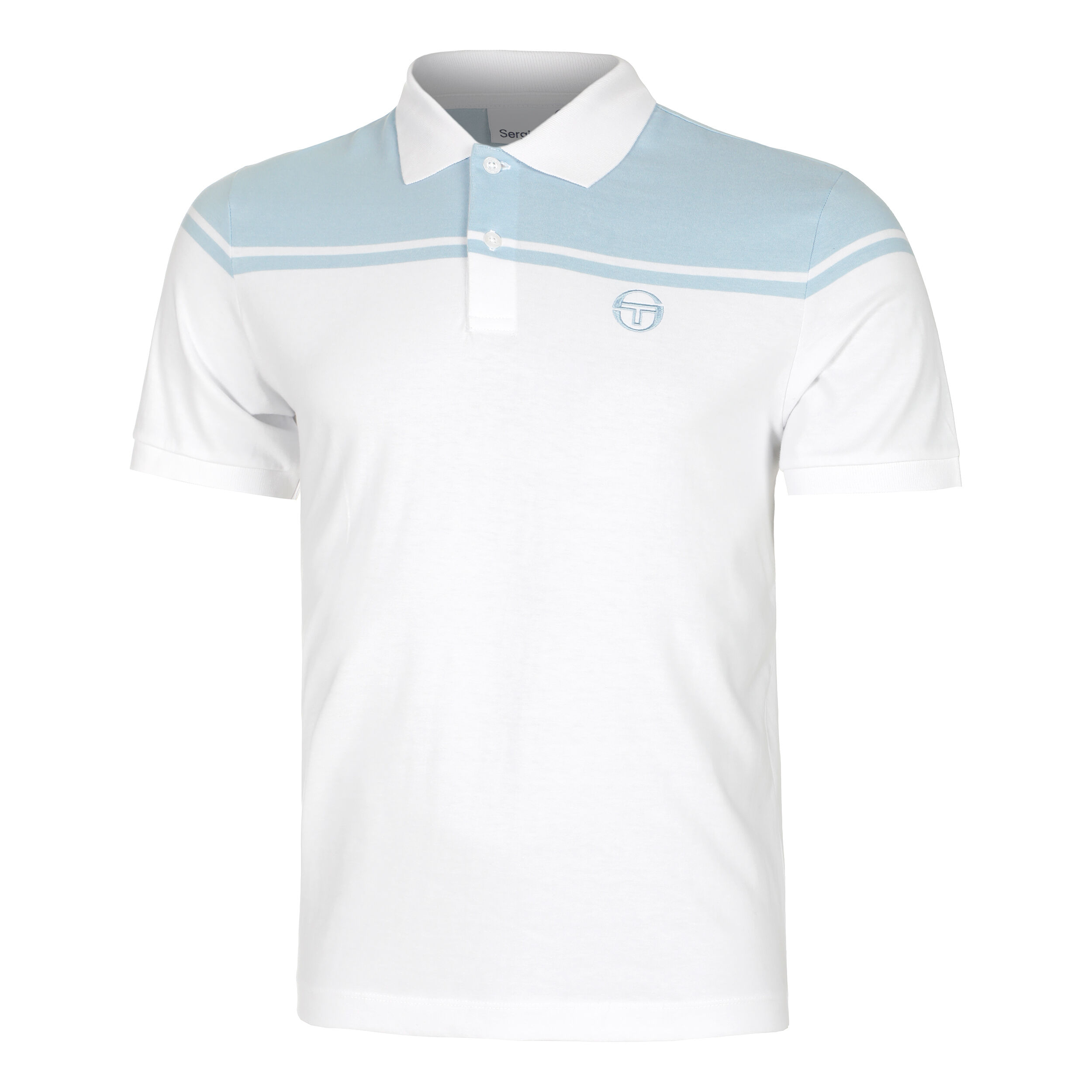 New Young Line Polo Men White Light Blue