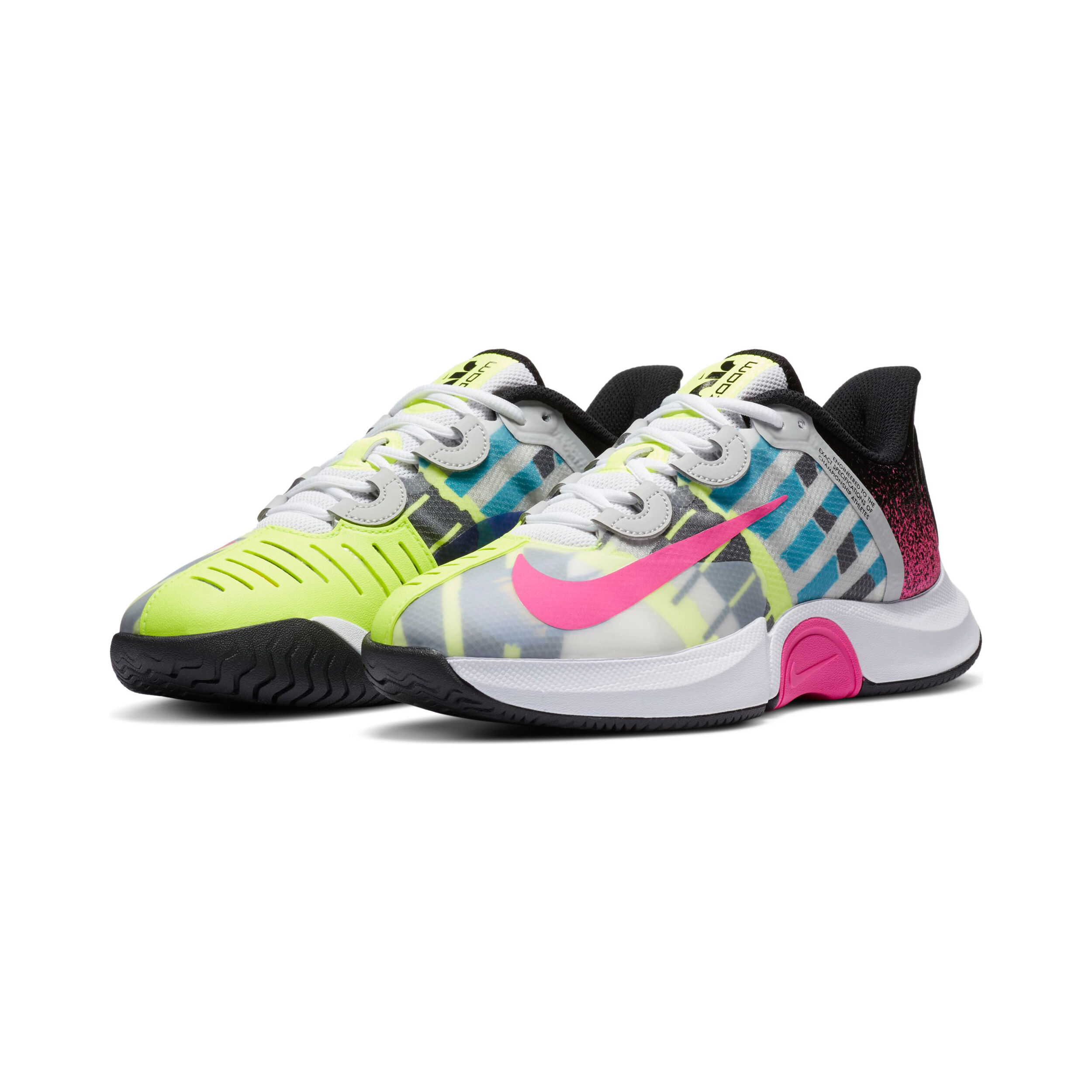 nike women's court air zoom gp turbo tennis shoes white and laser fuchsia