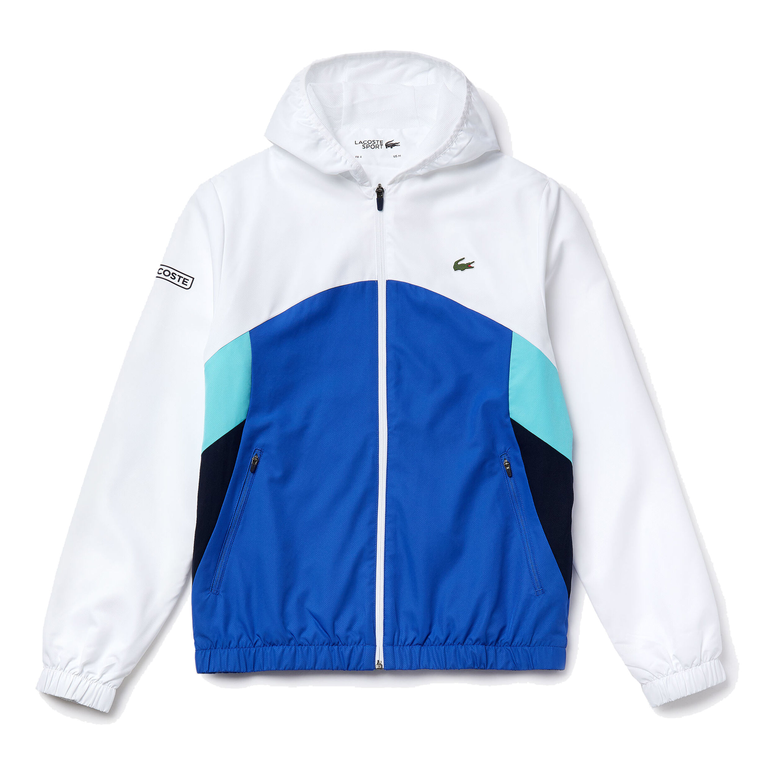 Blue and hot sale white lacoste tracksuit