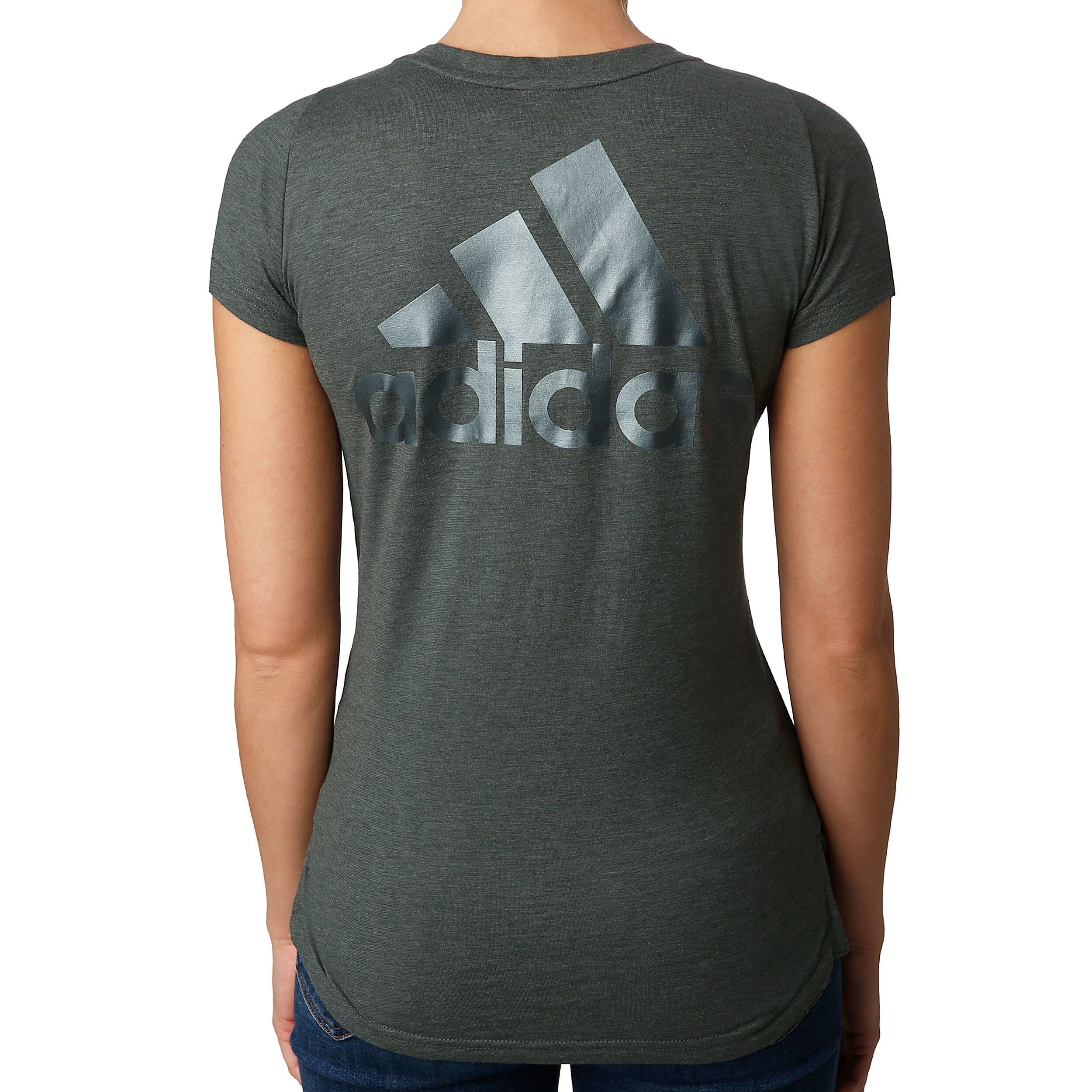 ID Winner V Neck T Shirt Women Dark Grey Grey