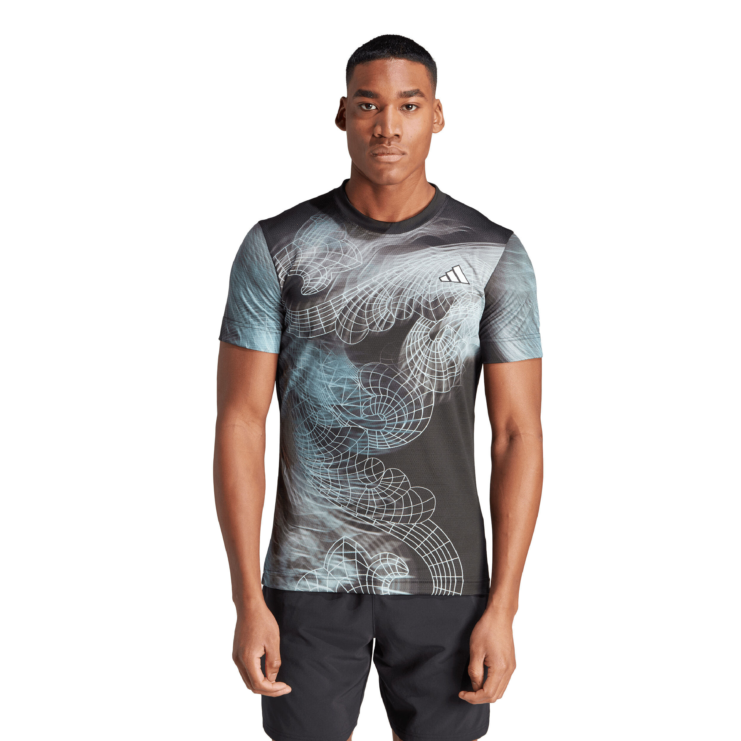 Buy adidas Printed Pro T Shirt Men Black Multicoloured online