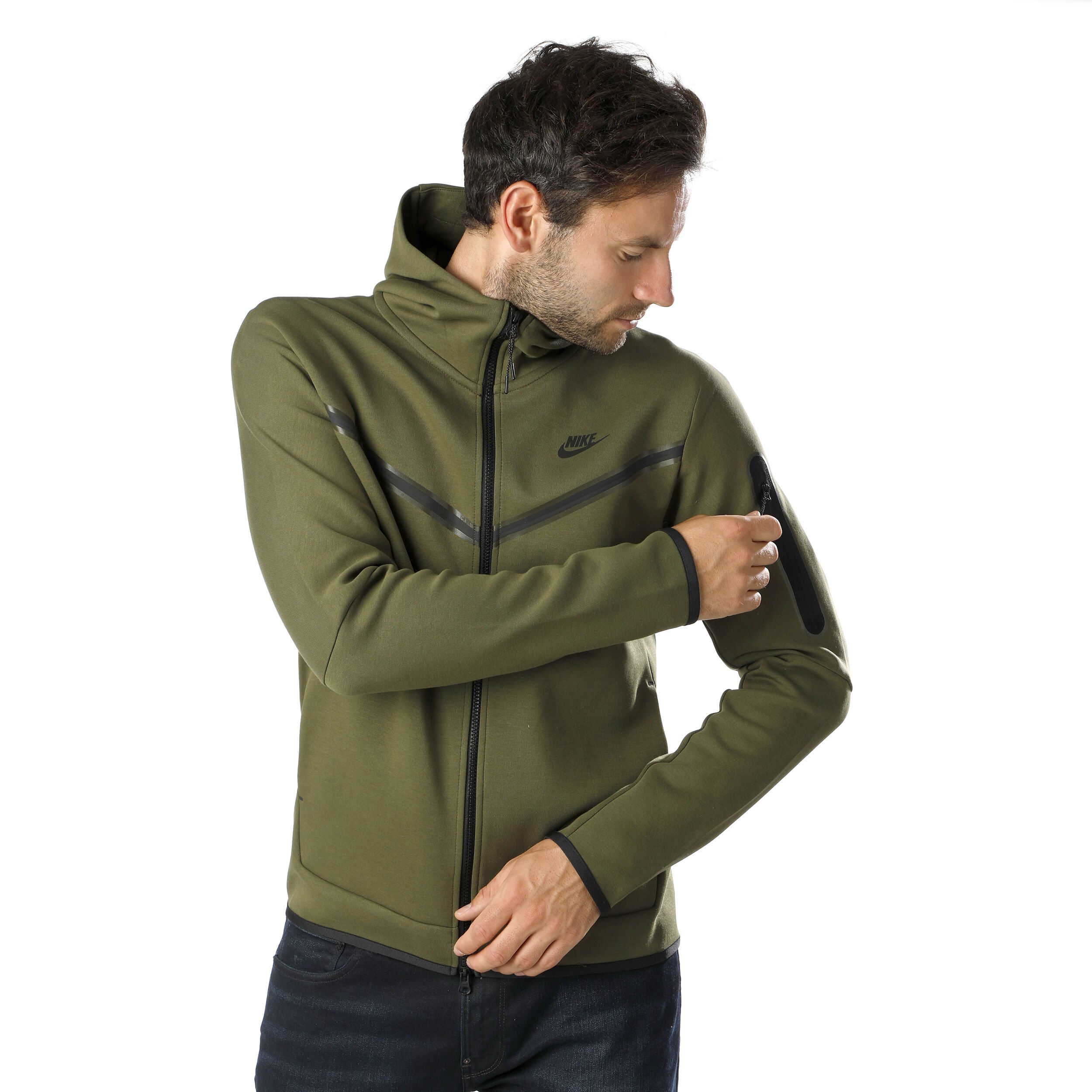 Nike tech top fleece olive