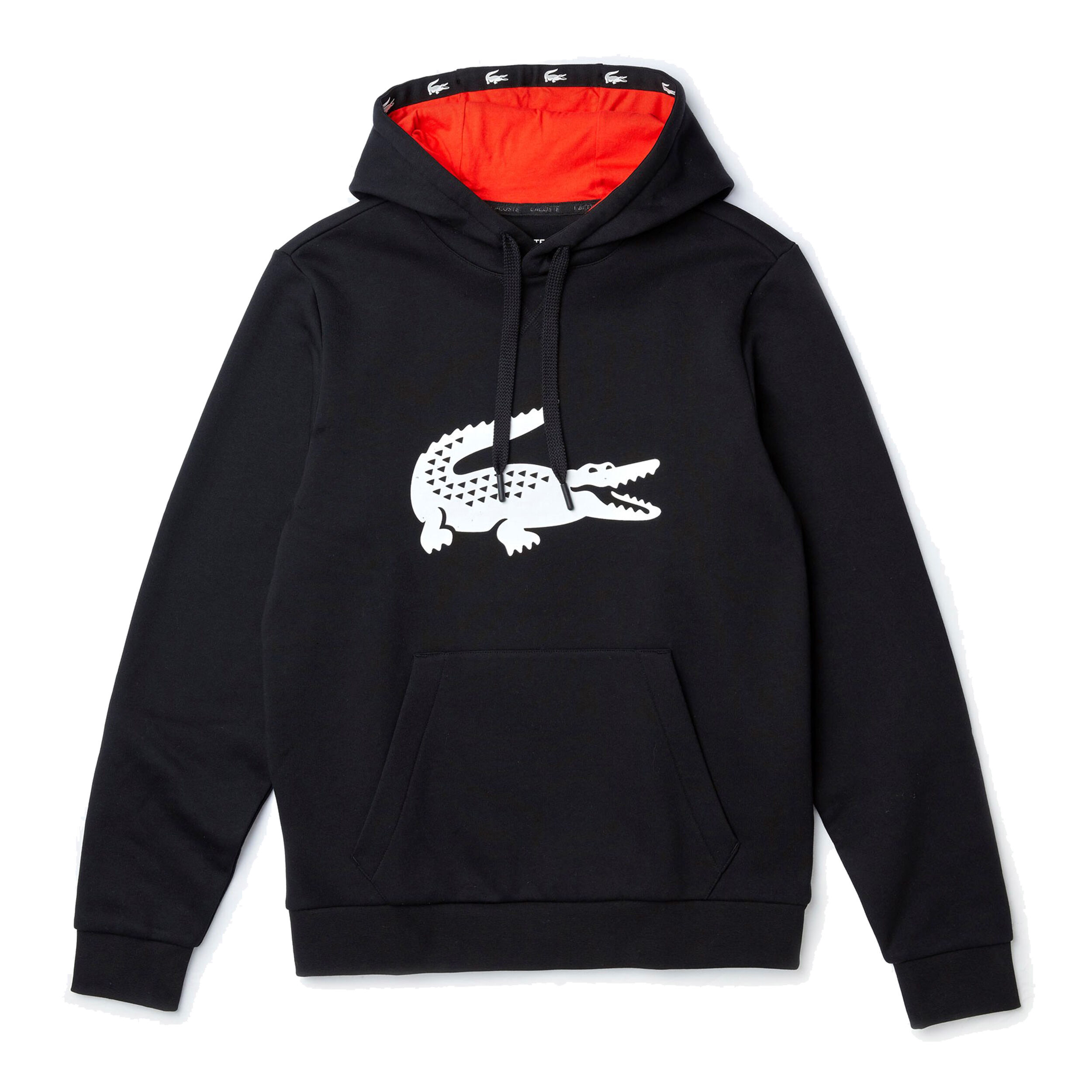 Lacoste black hoodie hotsell mens