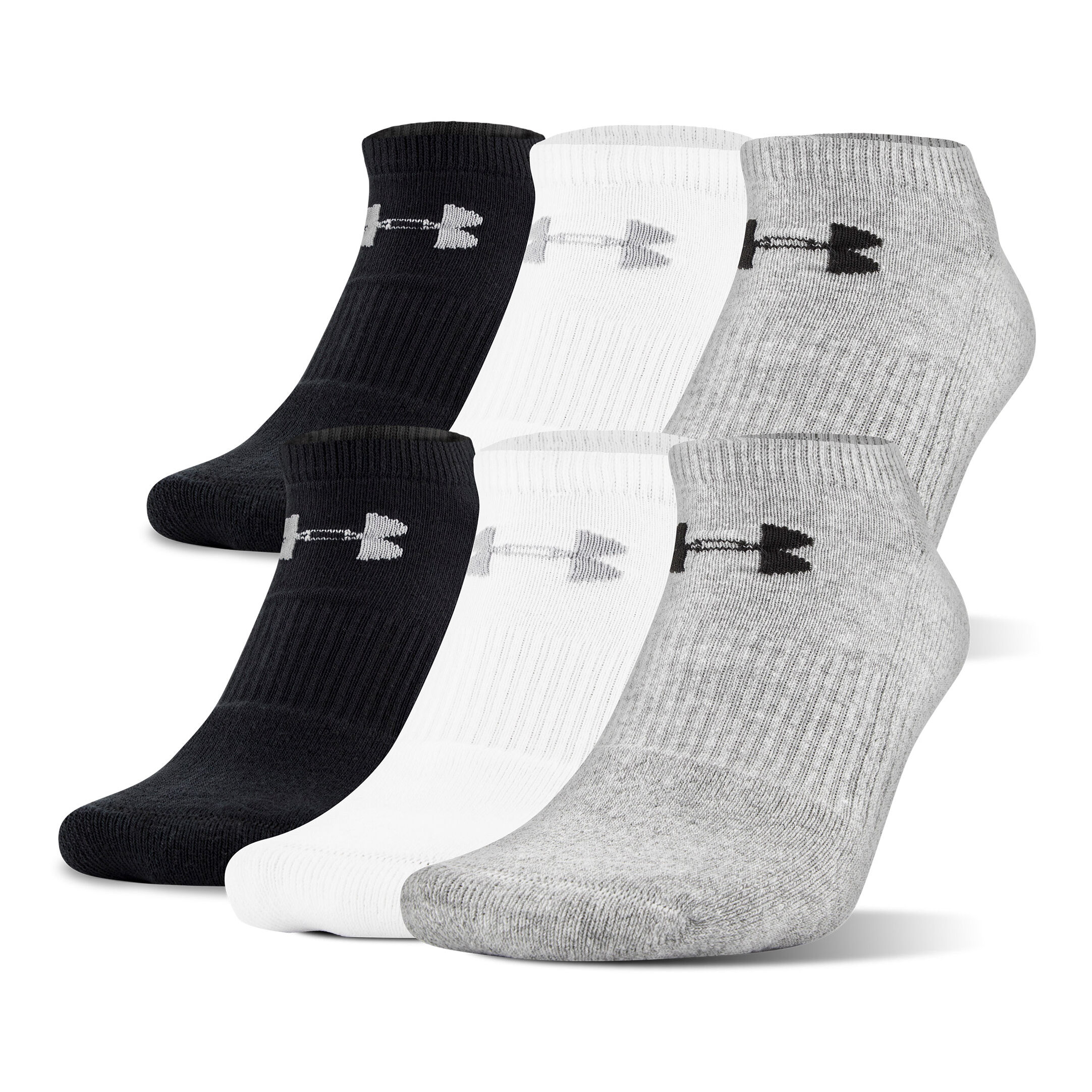 Charged Cotton 2.0 No Show Sports Socks Grey White