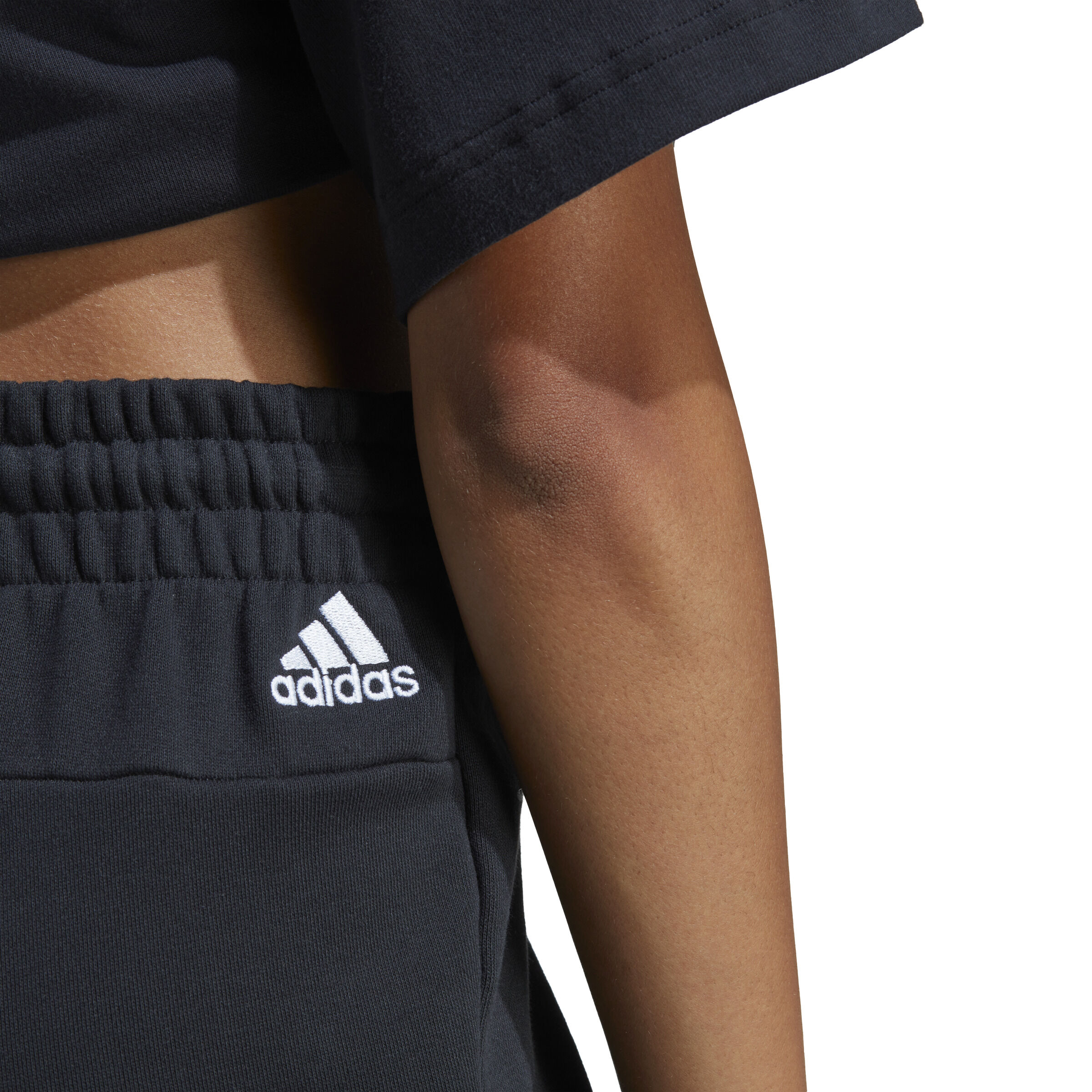 Essentials Linear French Terry Shorts Women Black