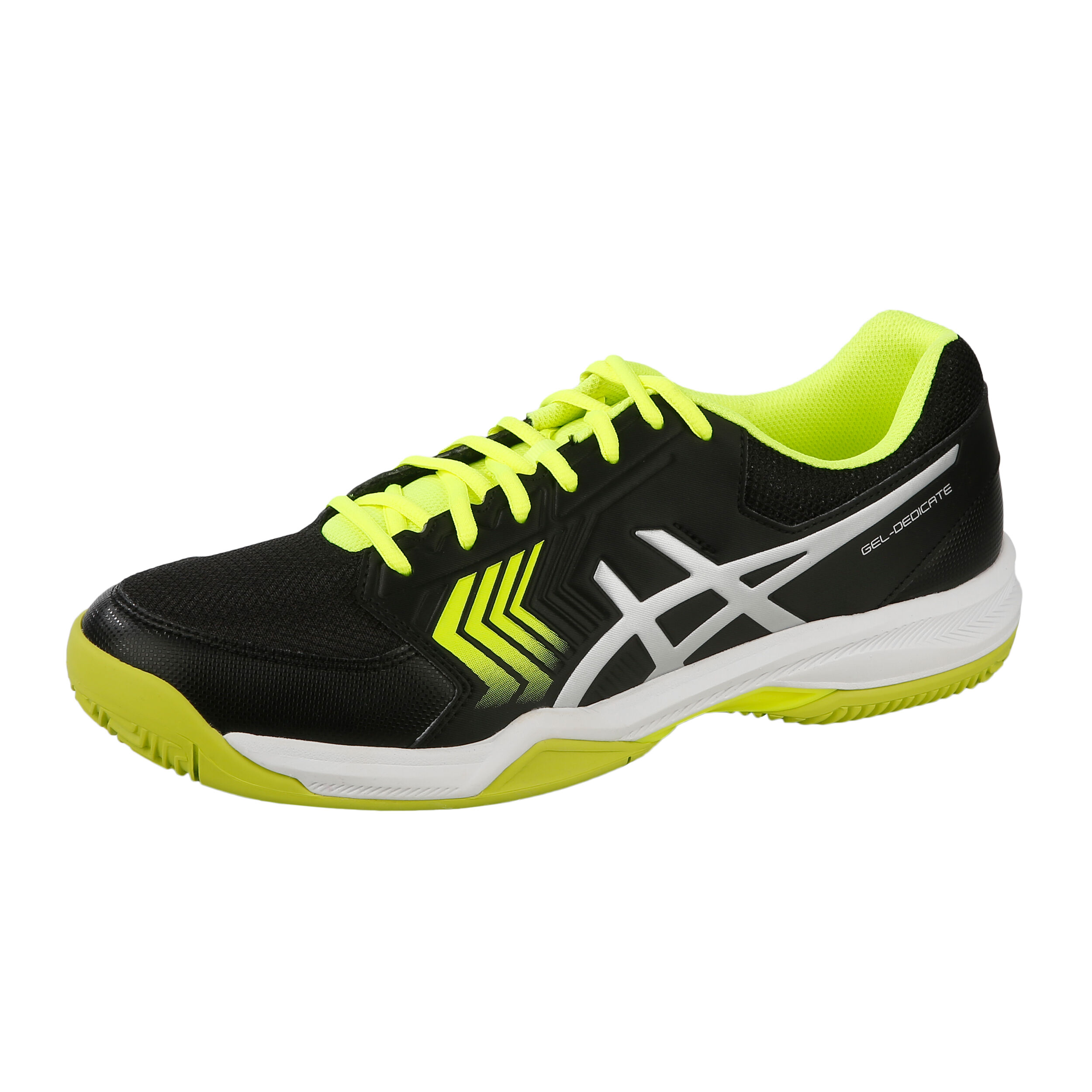 Gel Dedicate 5 Clay Court Shoe Men Black Neon Yellow