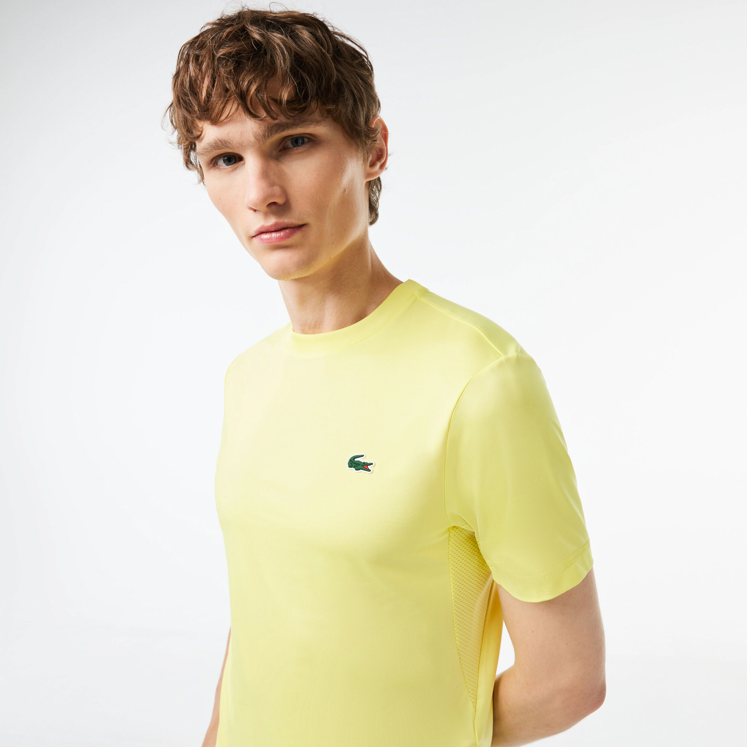 Mens yellow lacoste t shirt online