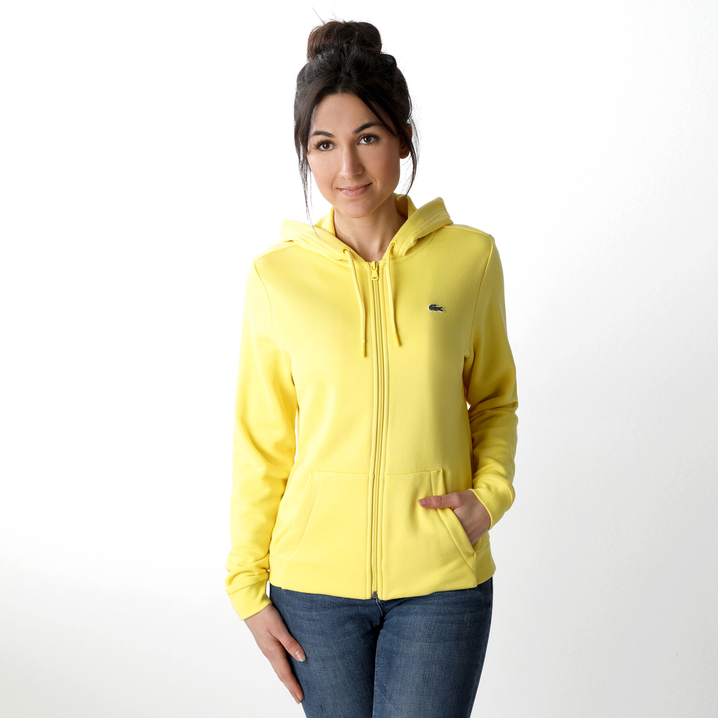 Buy Lacoste Zip Hoodie Women Yellow Dark Green online Tennis Point COM