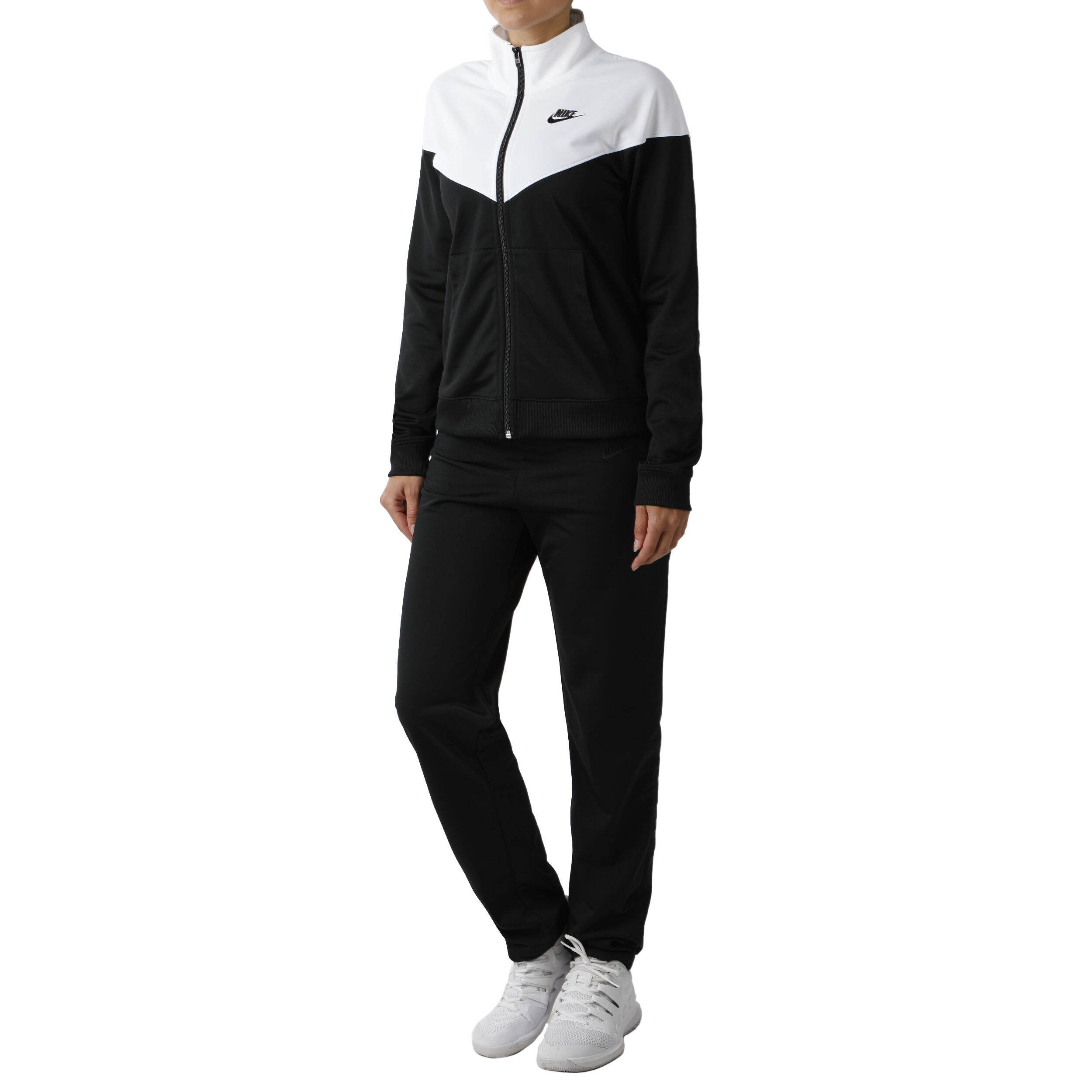 nike tracksuit womens black and white