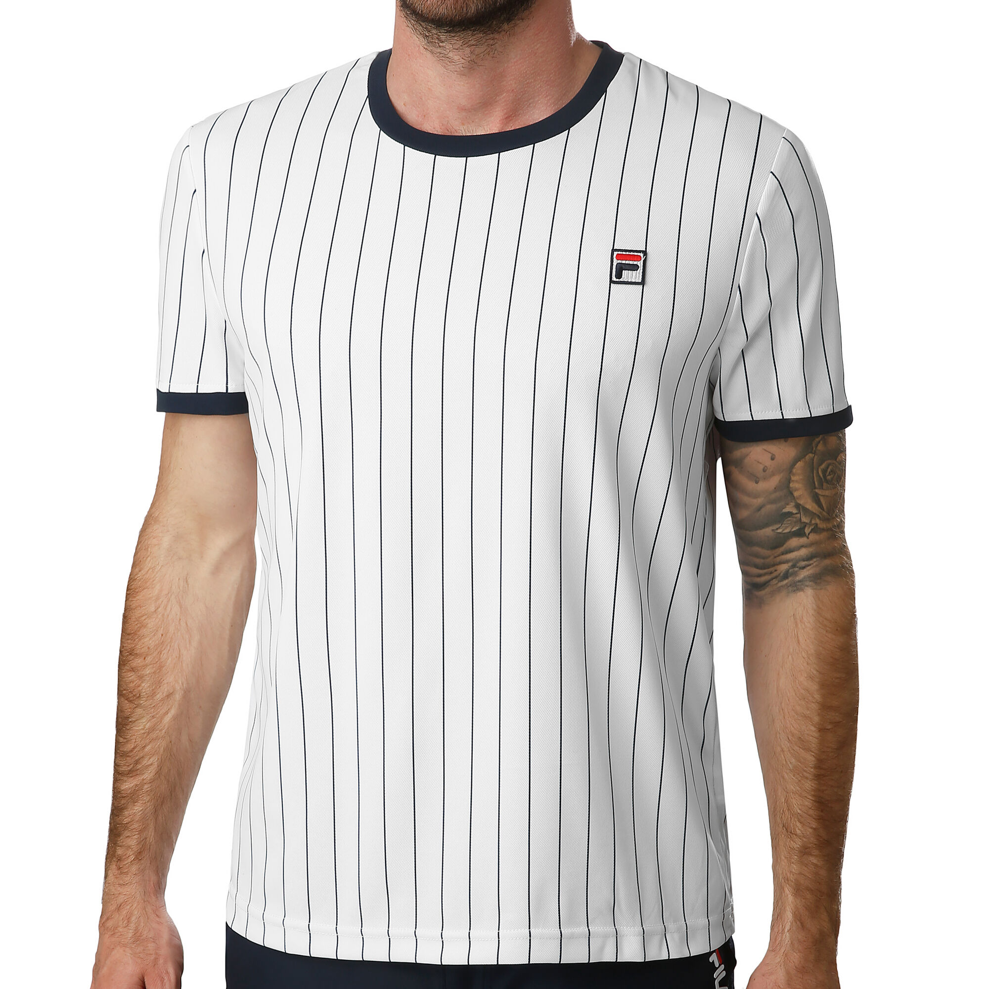buy Fila Stripes T-Shirt Men - White, Dark Blue online Tennis-Point