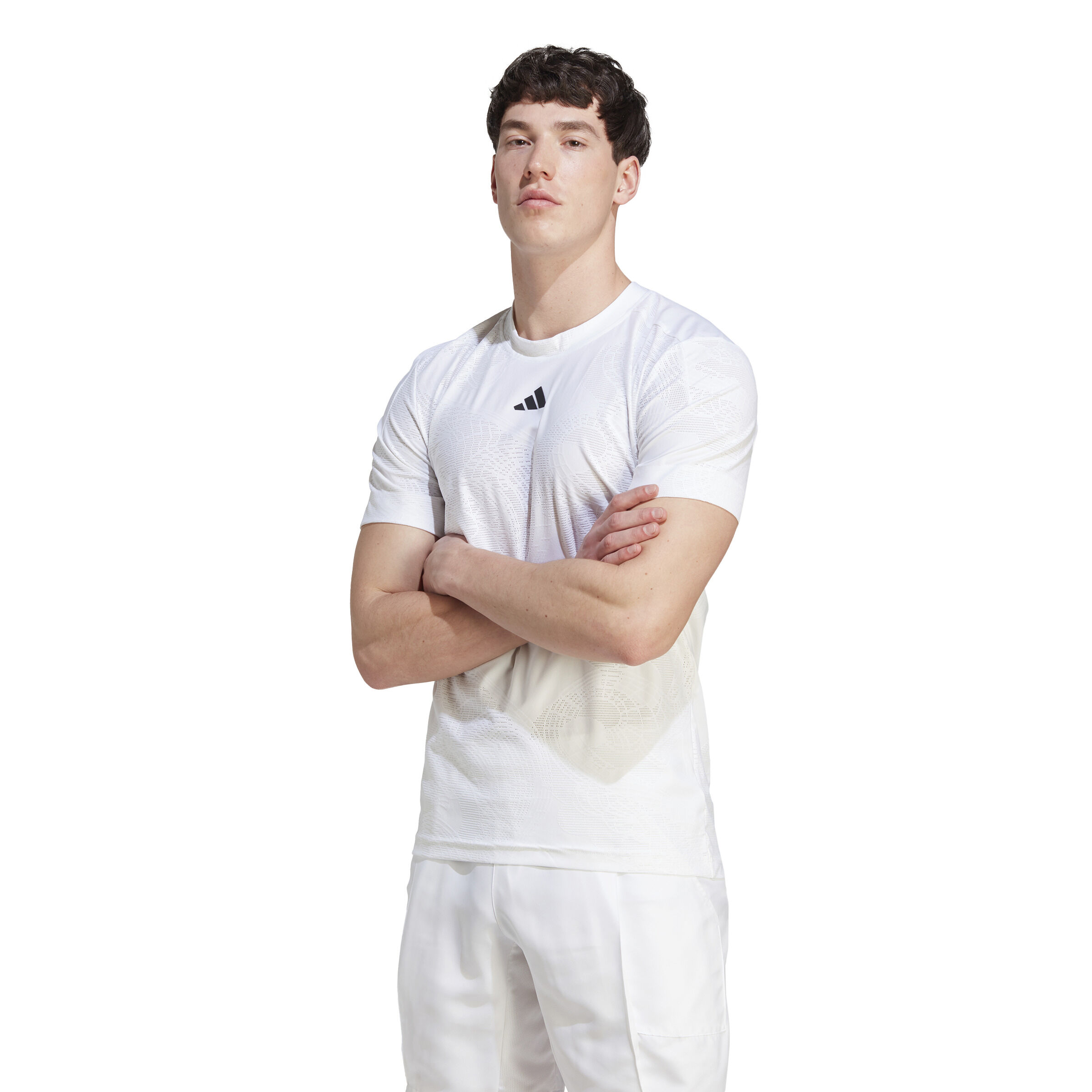 Adidas white t shirt mens sales