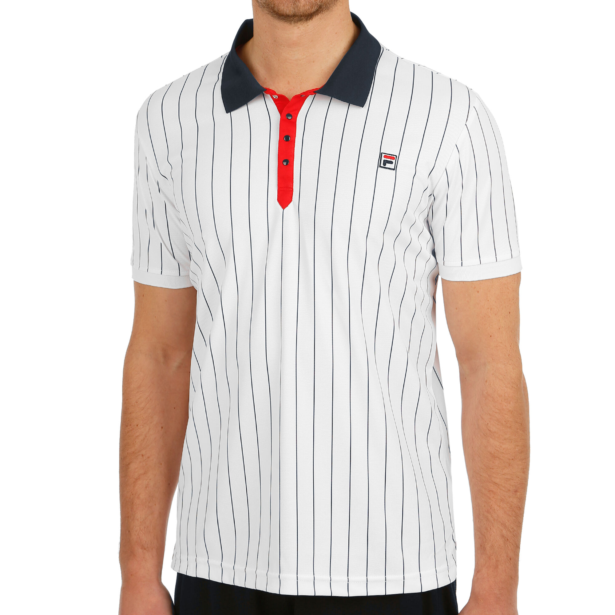 buy Fila Stripes Polo Men White, Dark Blue online | Tennis-Point