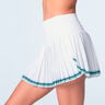 Linen Streak Pleated Skirt Women - white, turquoise