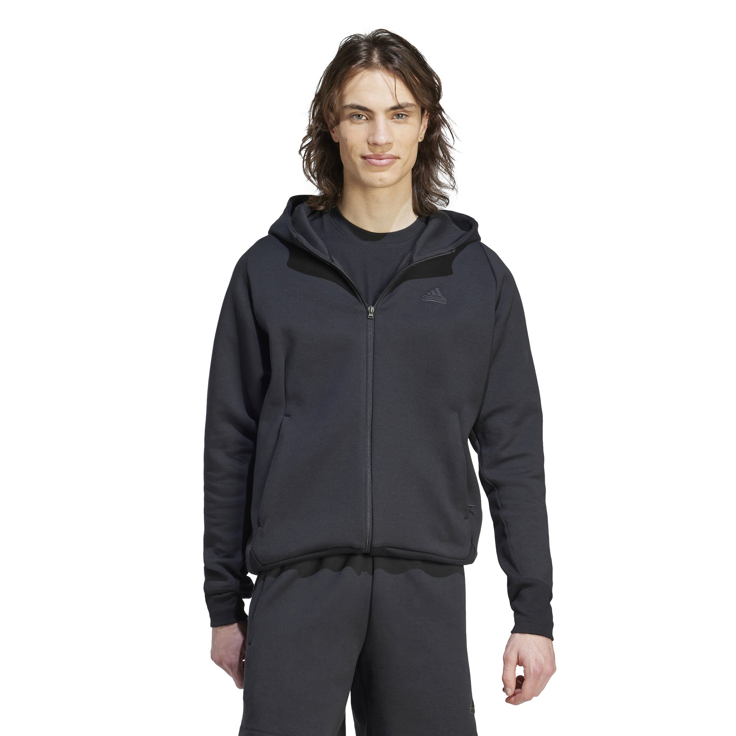 Adidas zone hoodie black sale