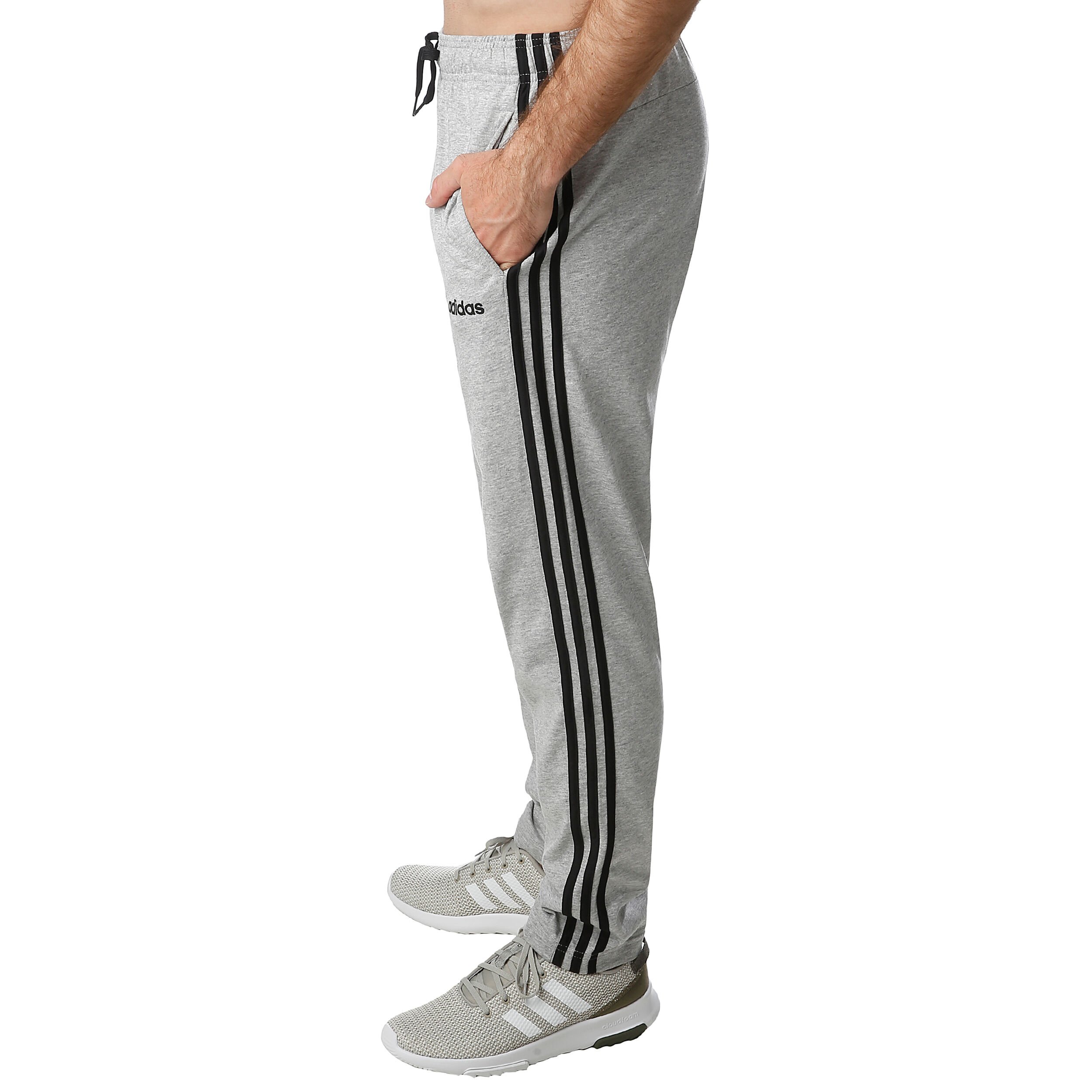 Adidas mens essentials 3 stripes tapered pants hot sale