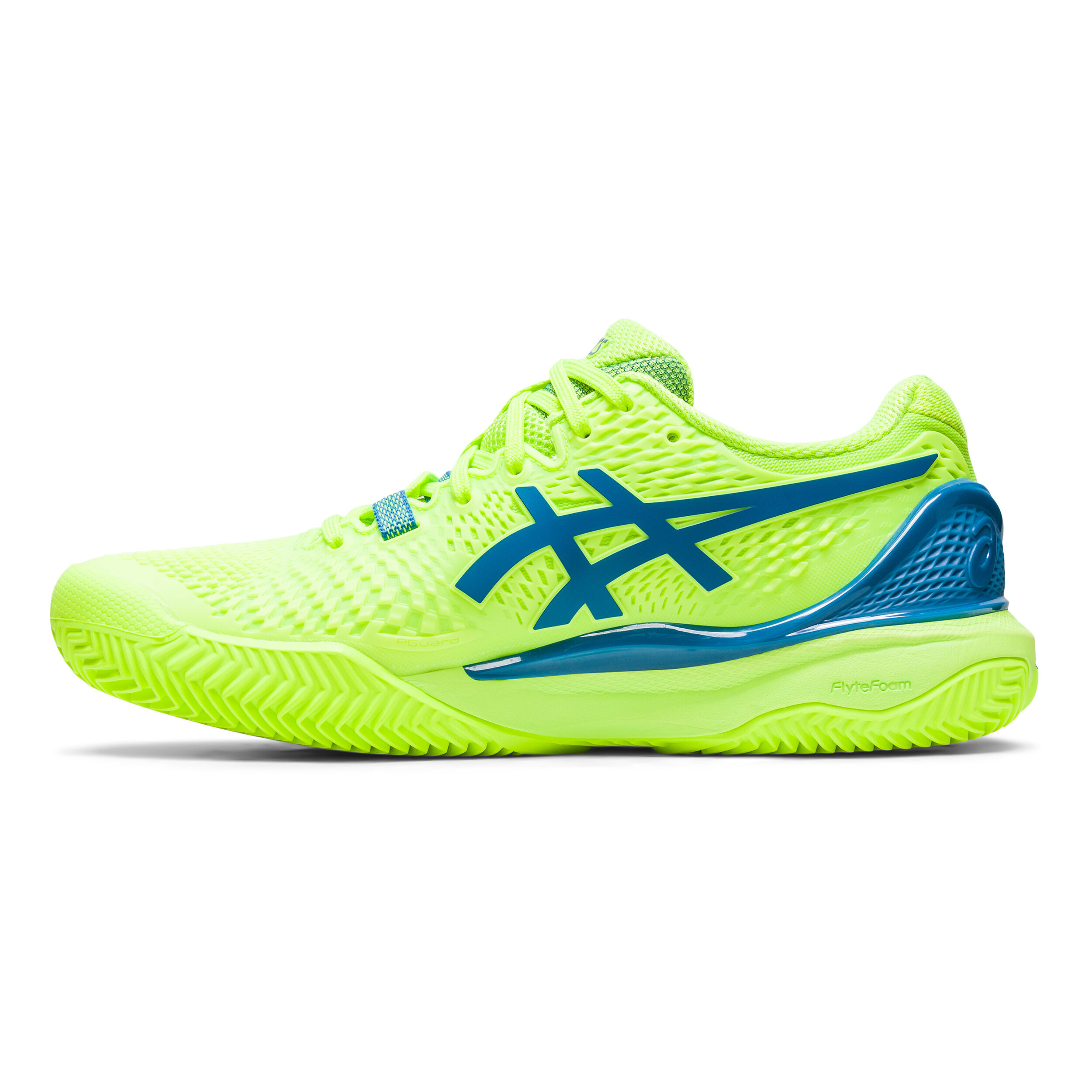 Gel Resolution 9 Clay Court Shoe Women Neon Green Blue