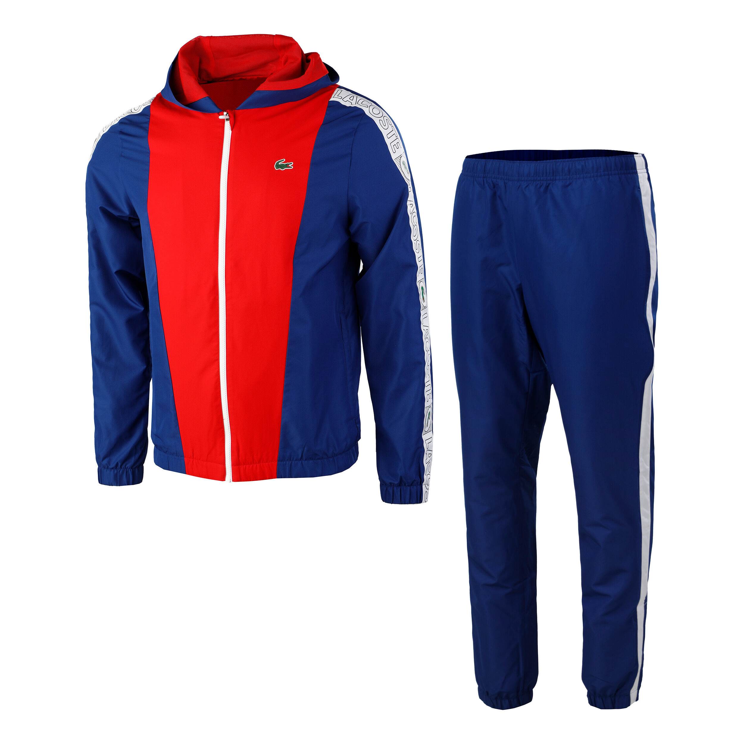 Red white and blue lacoste tracksuit deals