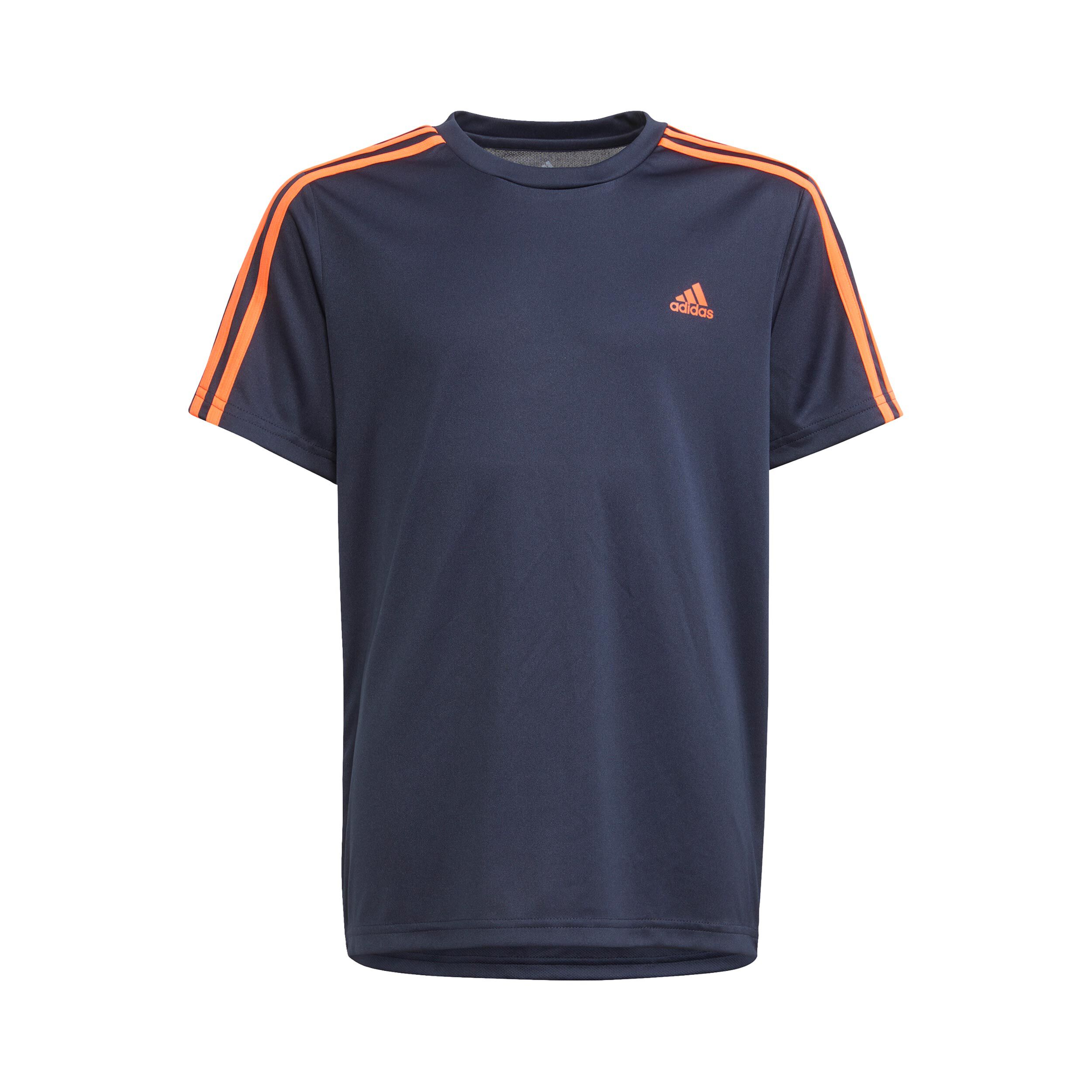 orange and blue adidas shirt