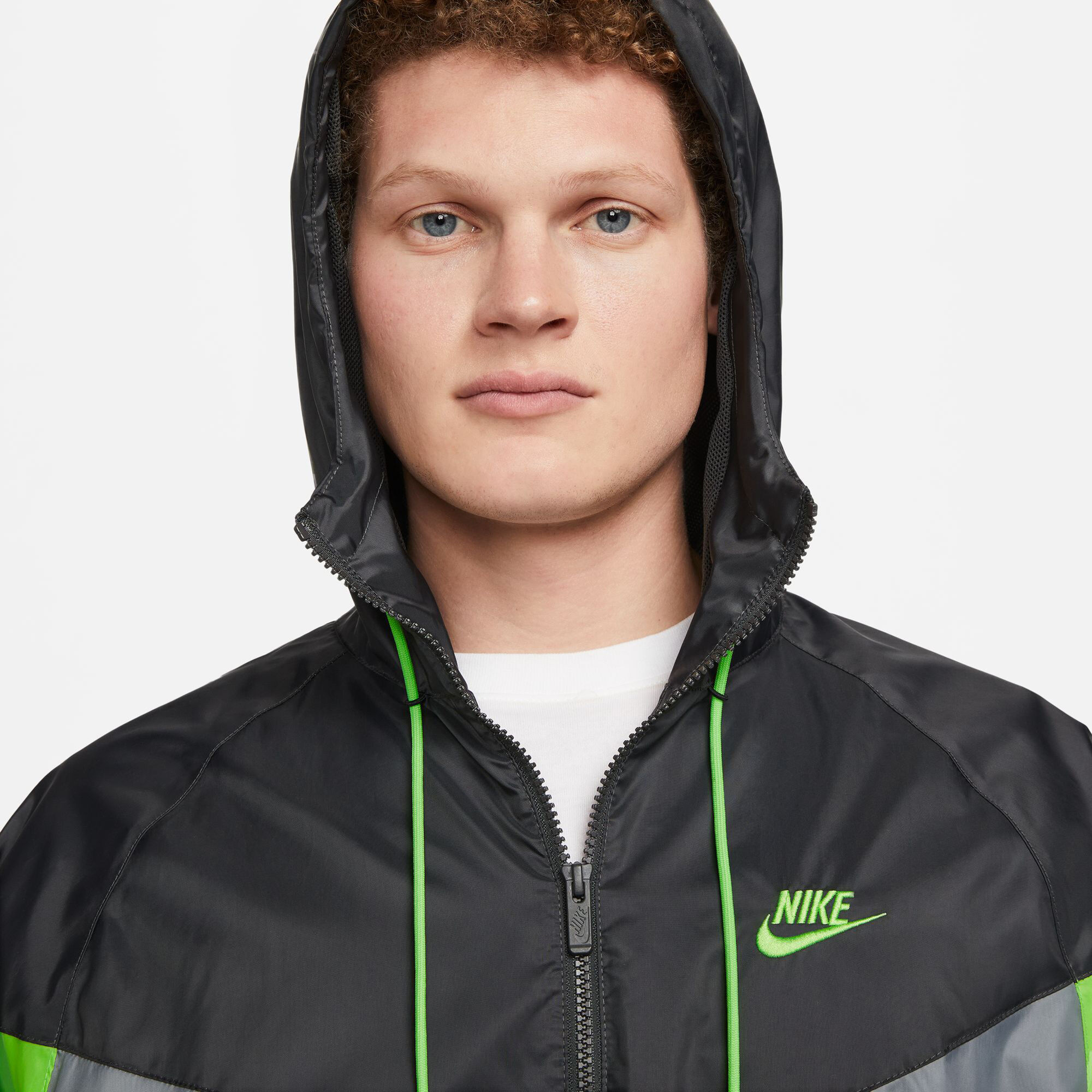 buy Nike Sportswear Essential Windrunner Training Jacket - Grey, Neon Green online |