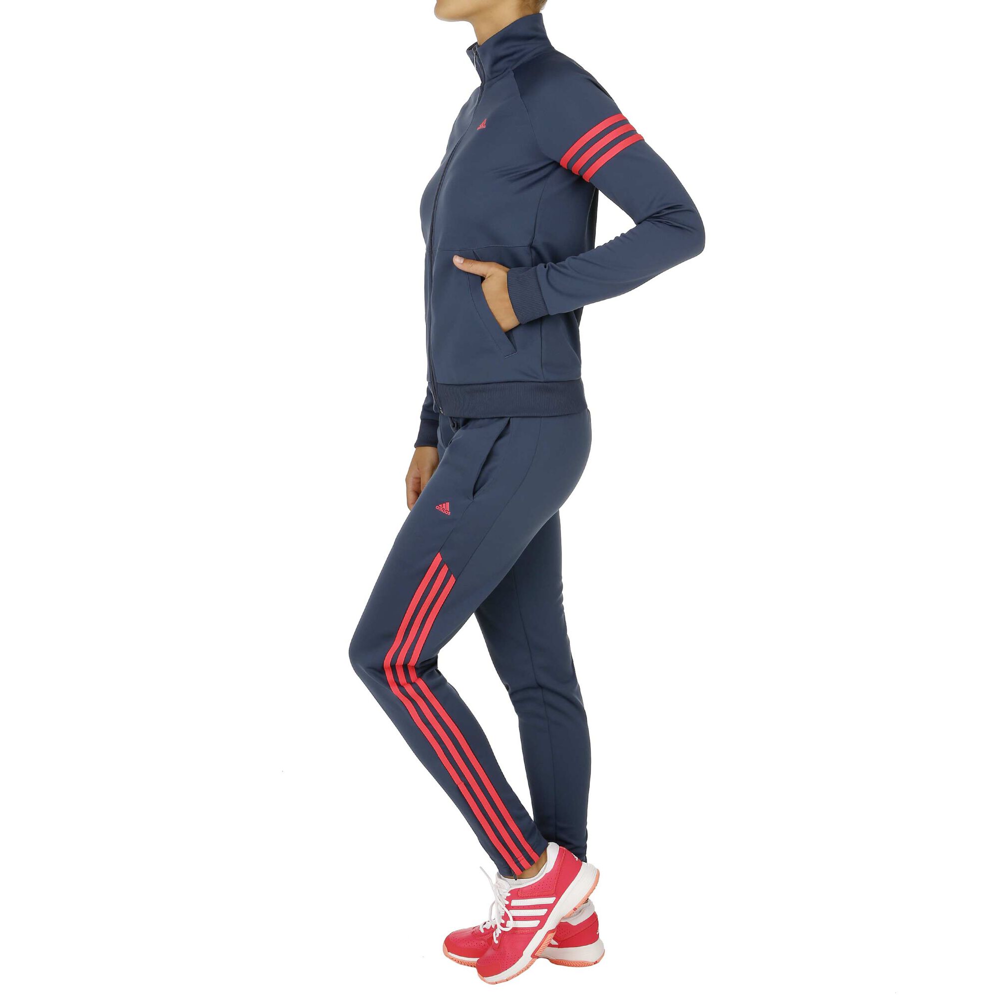 Buy adidas Team Sport Tracksuit Women Dark Blue, Neon Red online ...