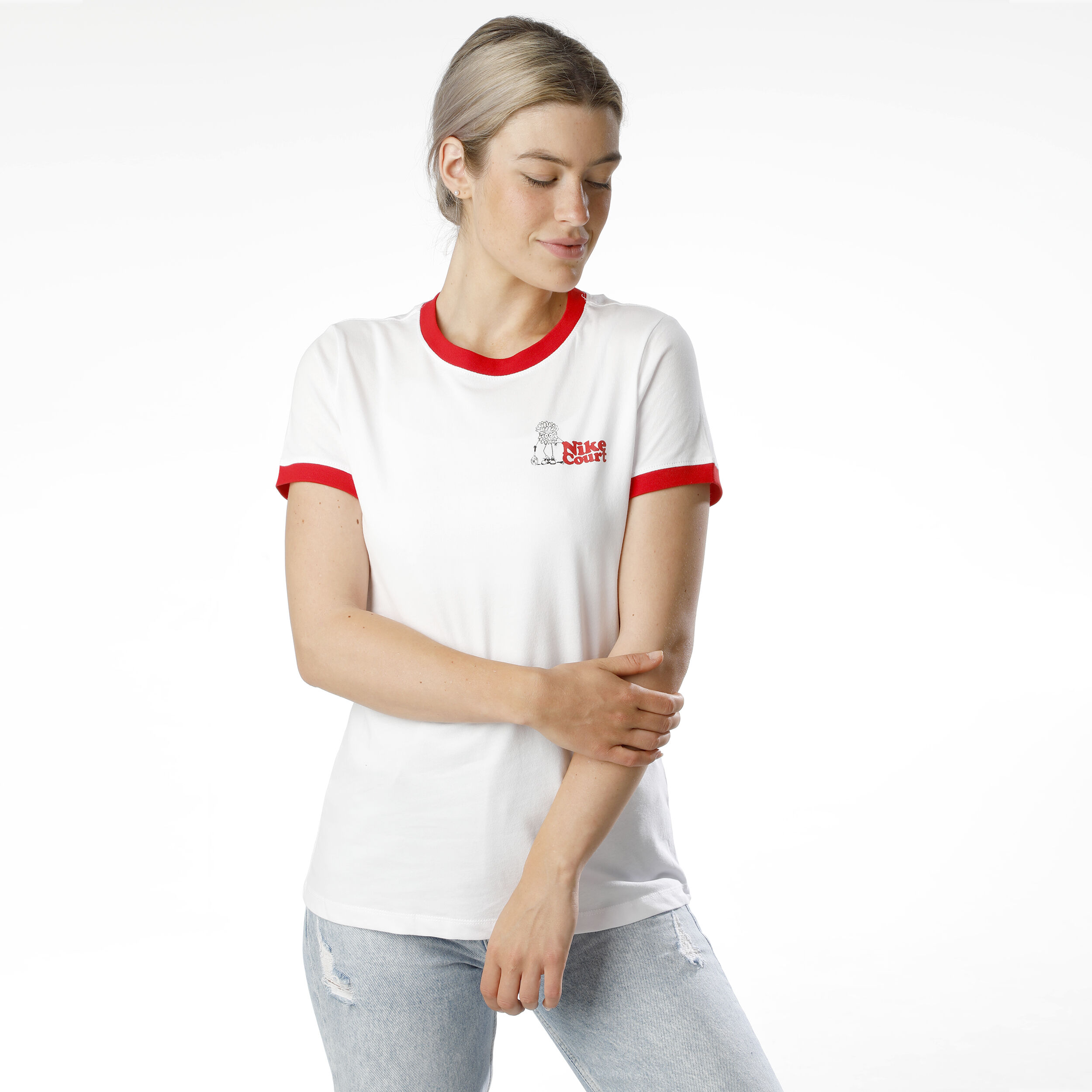 Dri Fit Ringer NYC T Shirt Women White Red