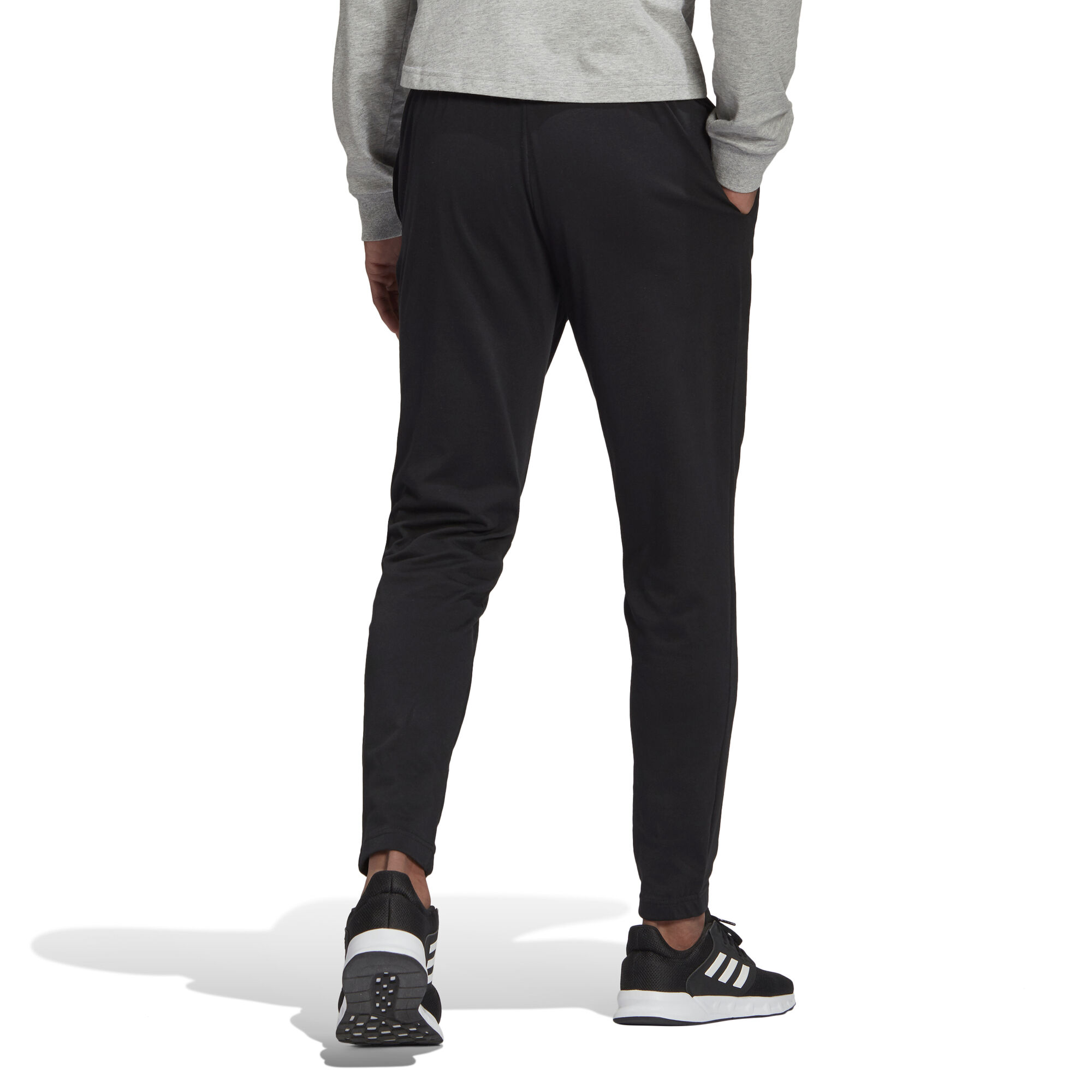 buy adidas Essentials Single Jersey Tapered Elastic Logo Training Pants Men - Black online | Tennis-Point